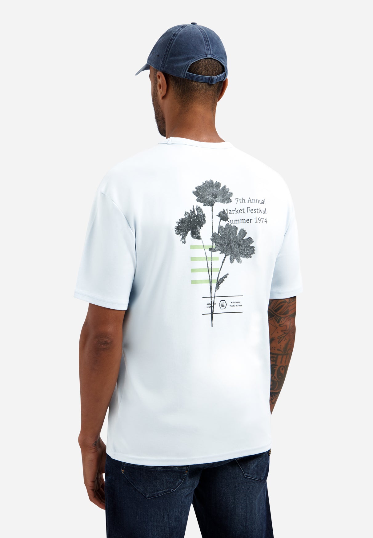 Zwaar T-shirt met ronde hals | Sky