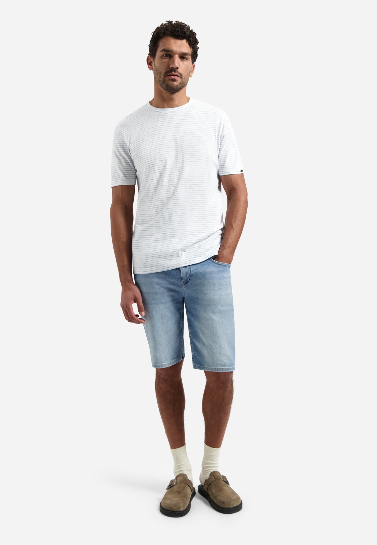 Gestreept T-shirt met ronde hals | Blue