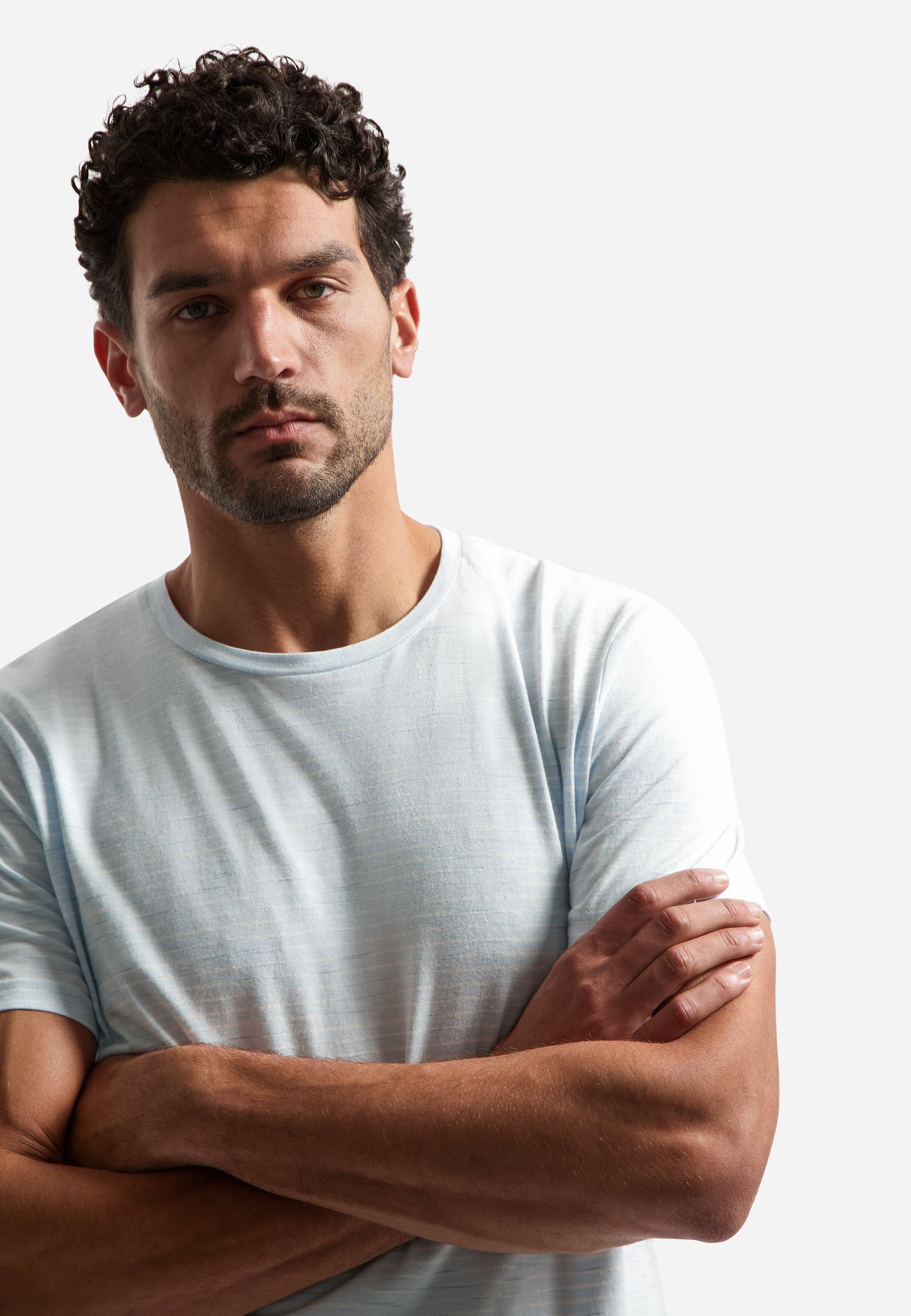 Gestreept T-shirt met ronde hals | Sky