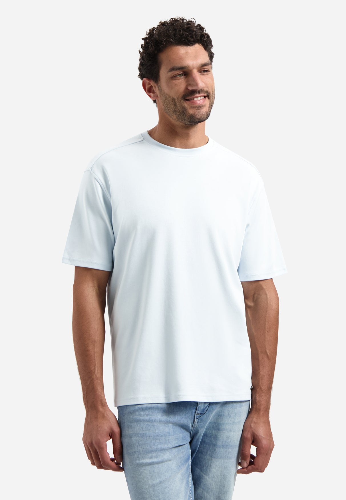 Interlock T-shirt met ronde hals | Sky