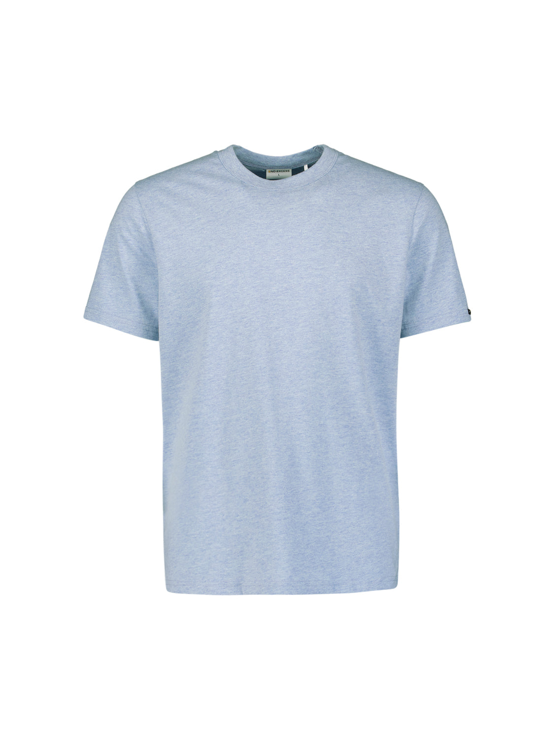 Melange T-shirt met ronde hals Blauw