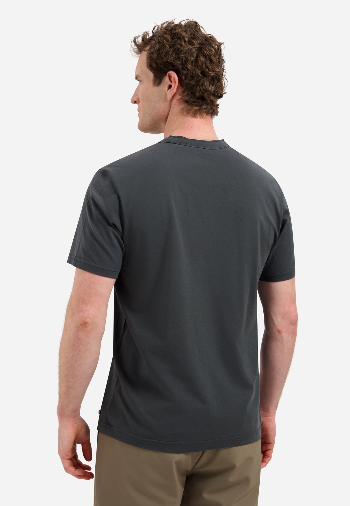 Melange T-shirt met knoopsluiting | Dark Steel