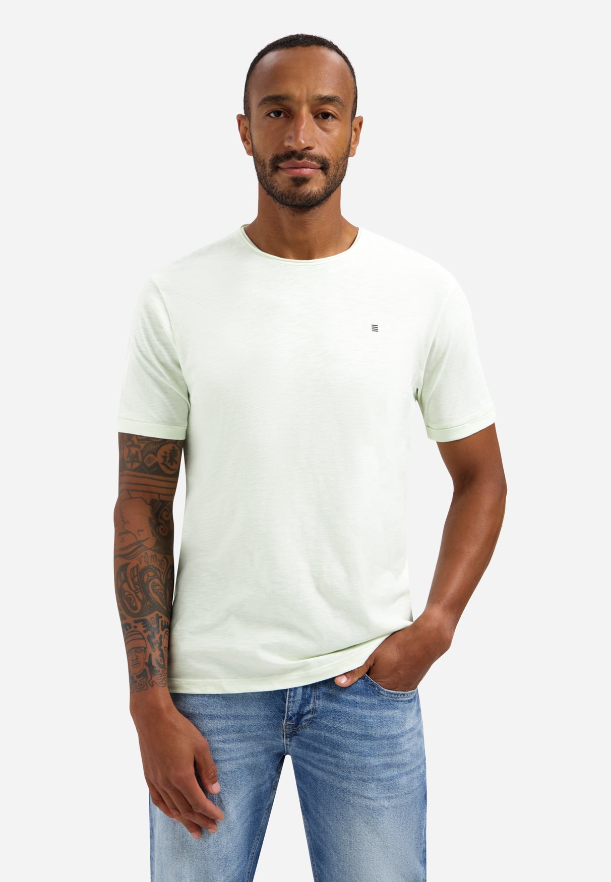 Slub T-shirt met ronde hals | Seagreen