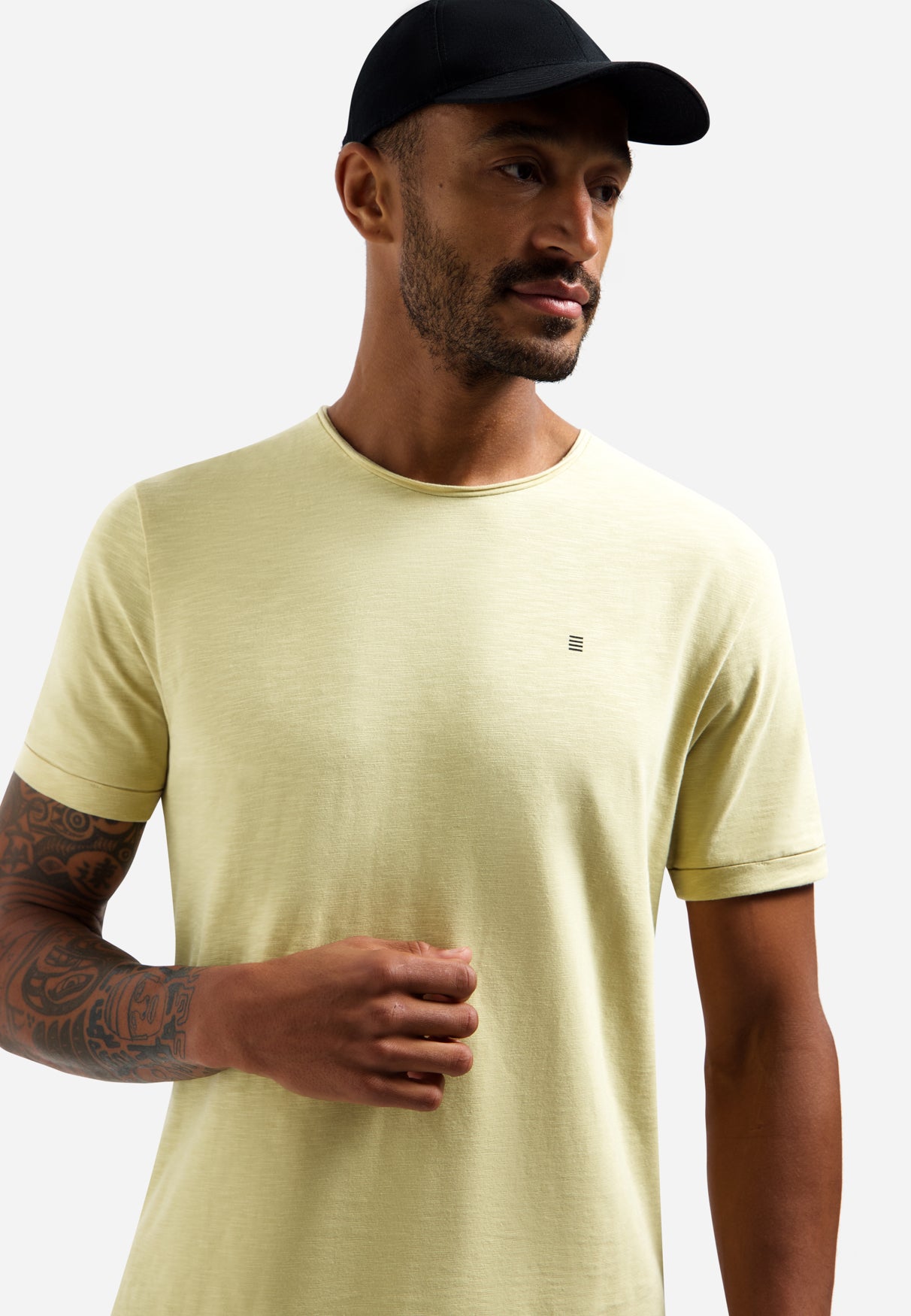 Slub T-shirt met ronde hals | Yellow