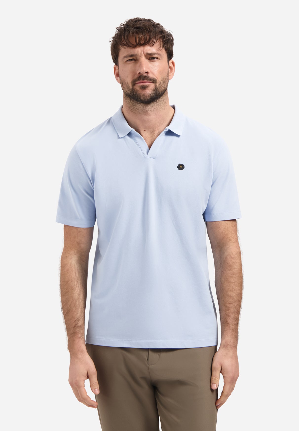 Basics polo met V-hals Blauw