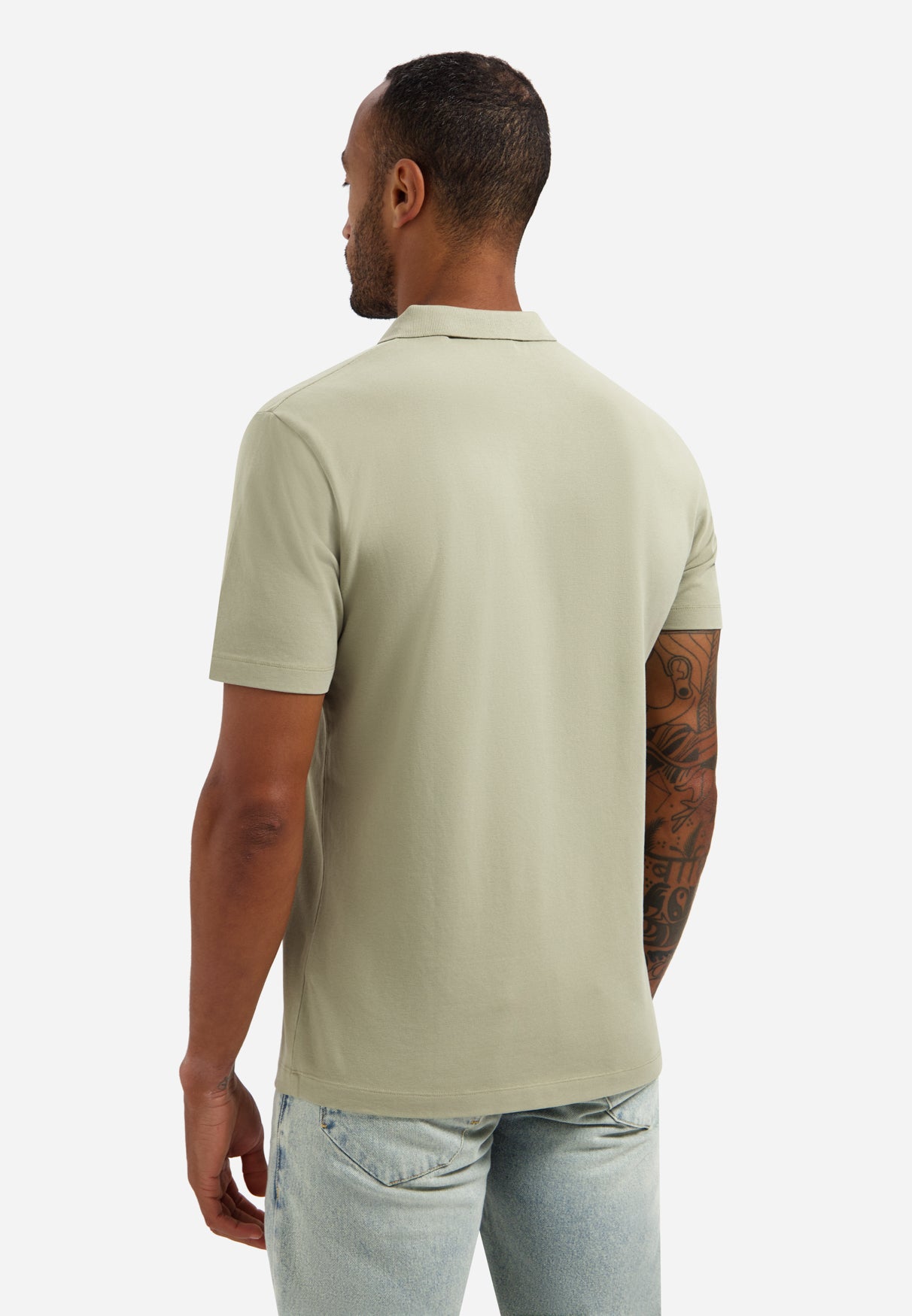 Basis polo met V-hals | Taupe