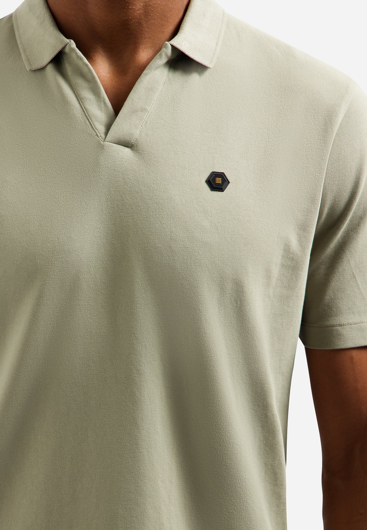 Basis polo met V-hals | Taupe