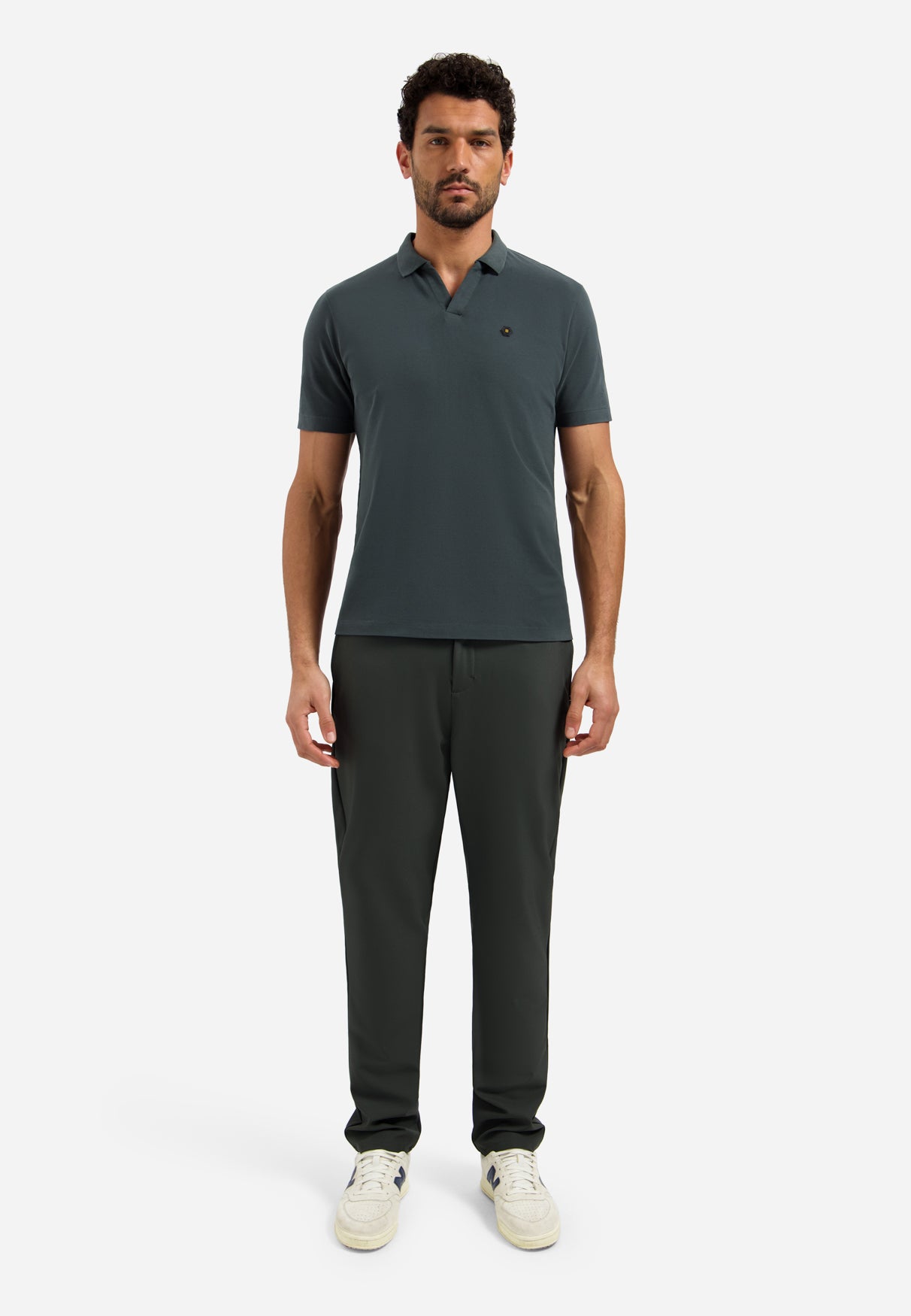 Basis polo met V-hals | Dark Steel