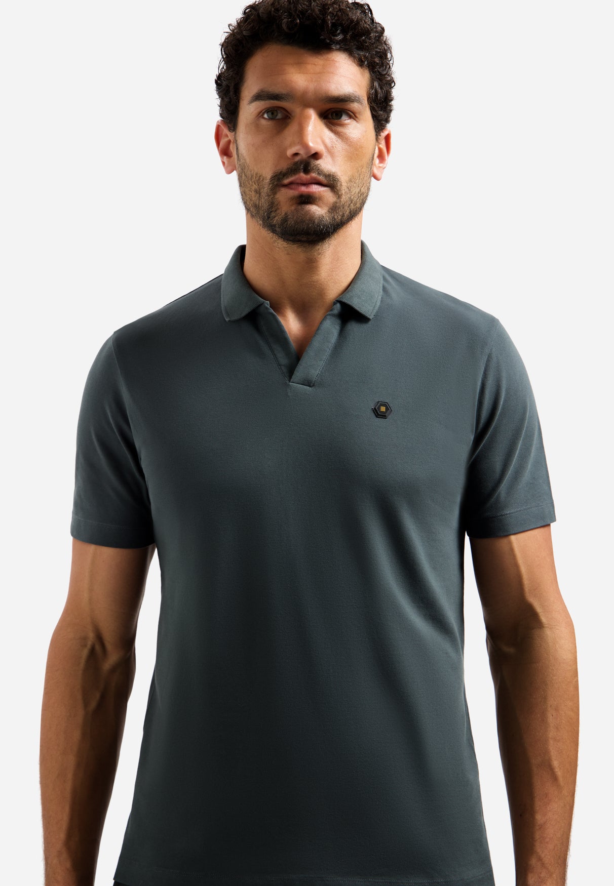 Basis polo met V-hals | Dark Steel