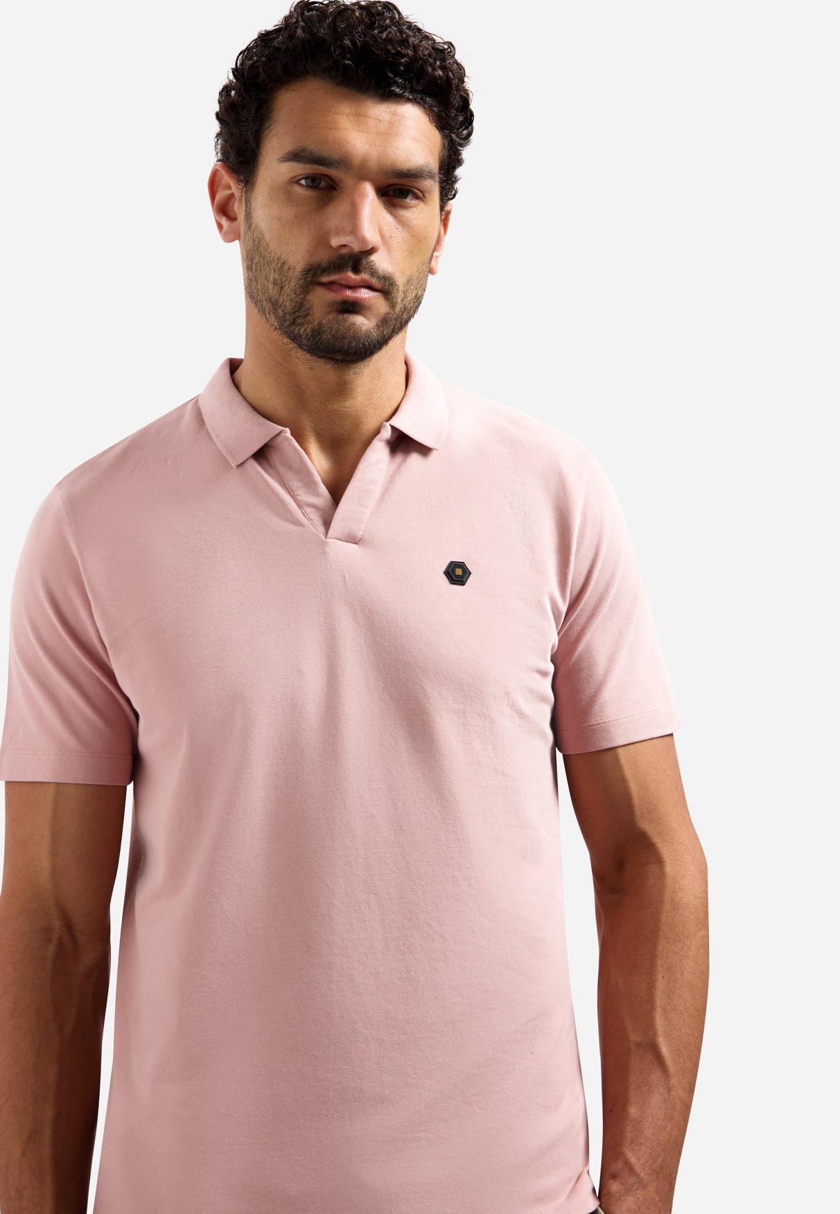 Basis polo met V-hals | Light Mauve