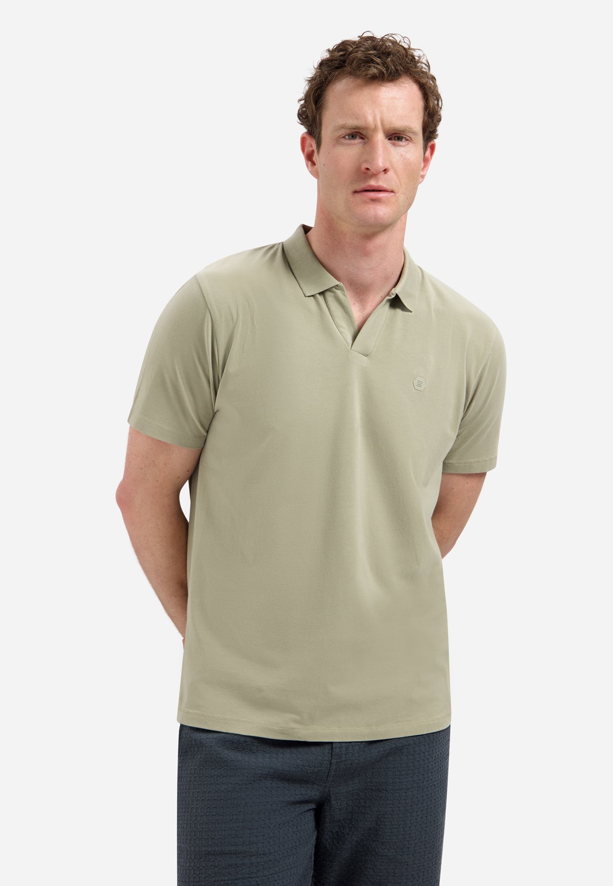 Polo met V-hals | Taupe