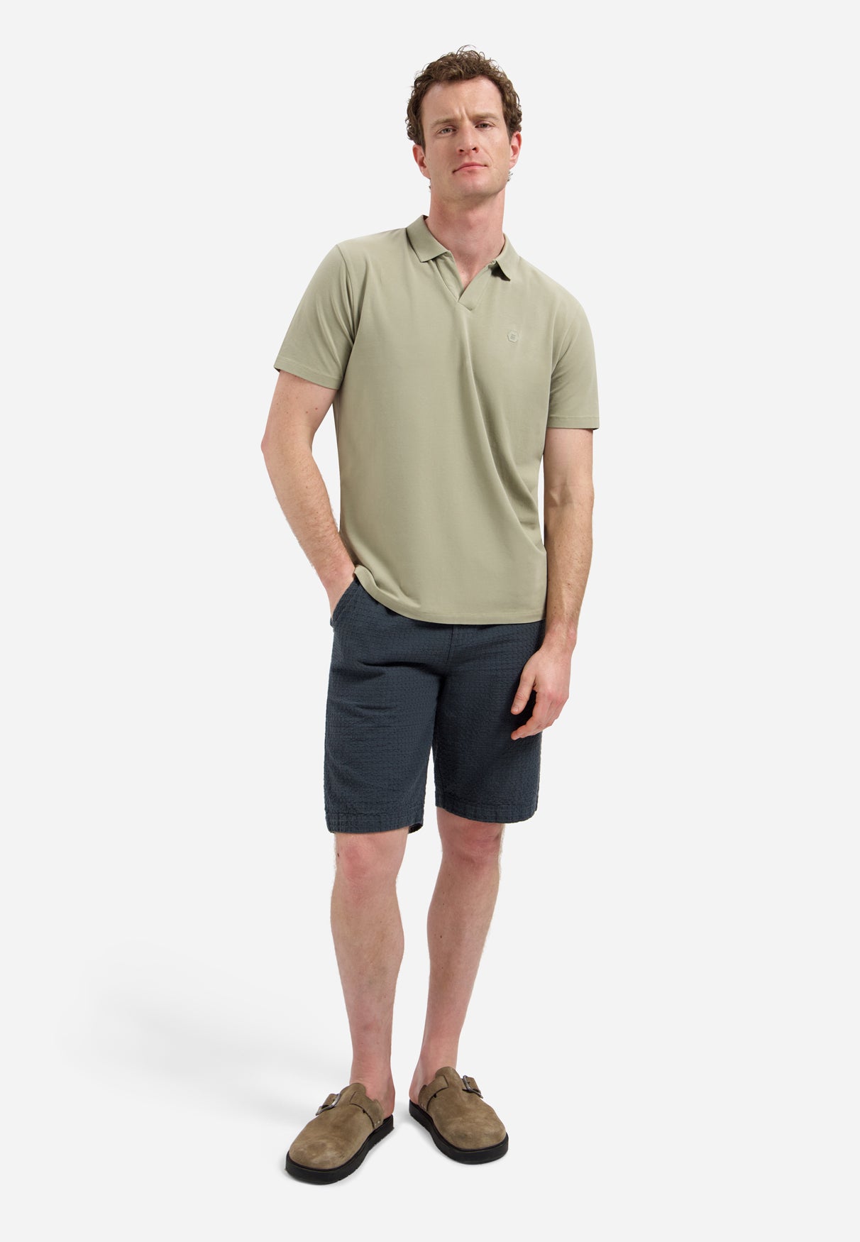 Polo met V-hals | Taupe