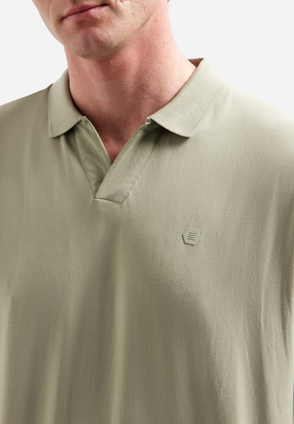 Poloshirt met V-hals | Taupe