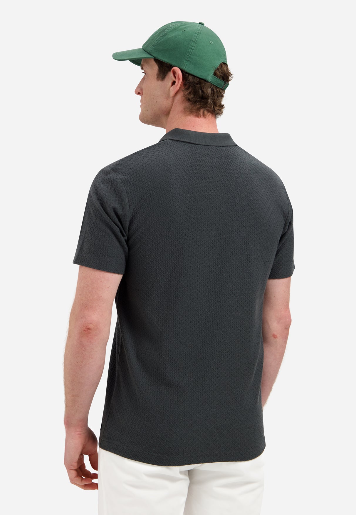 Jacquard polo met rits | Dark Steel