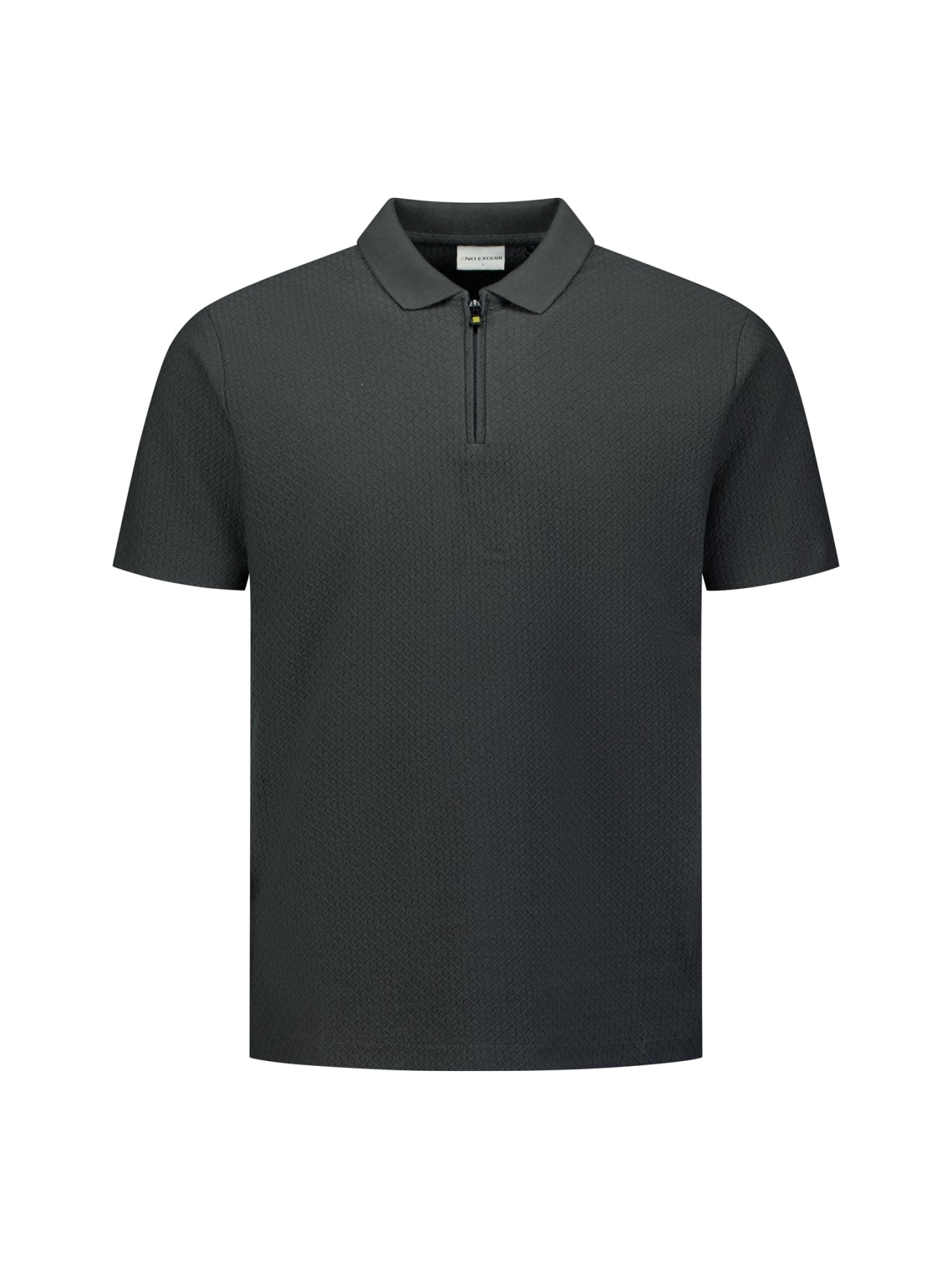 Jacquard polo met rits | Dark Steel