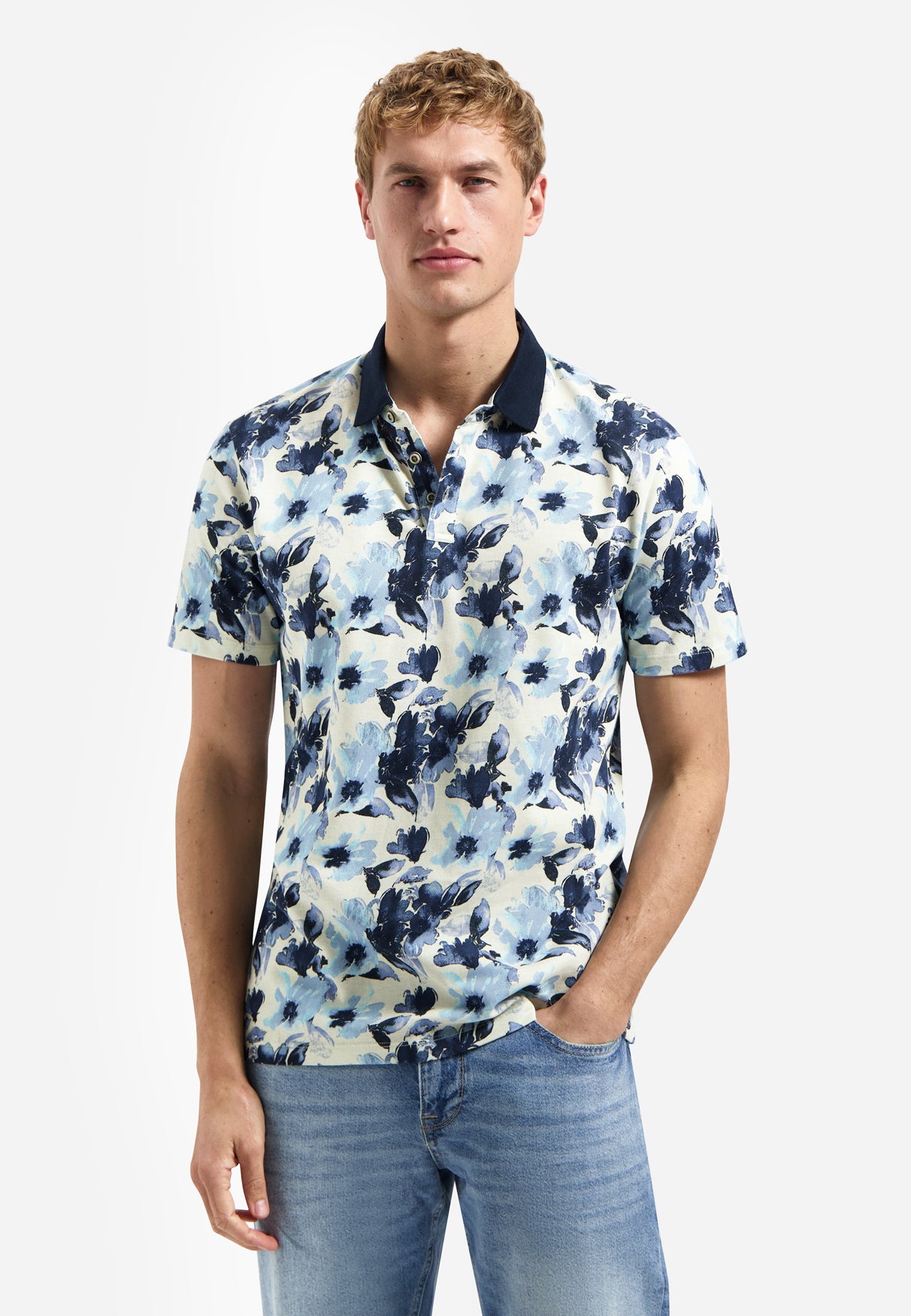 Polo met allover print | Blue