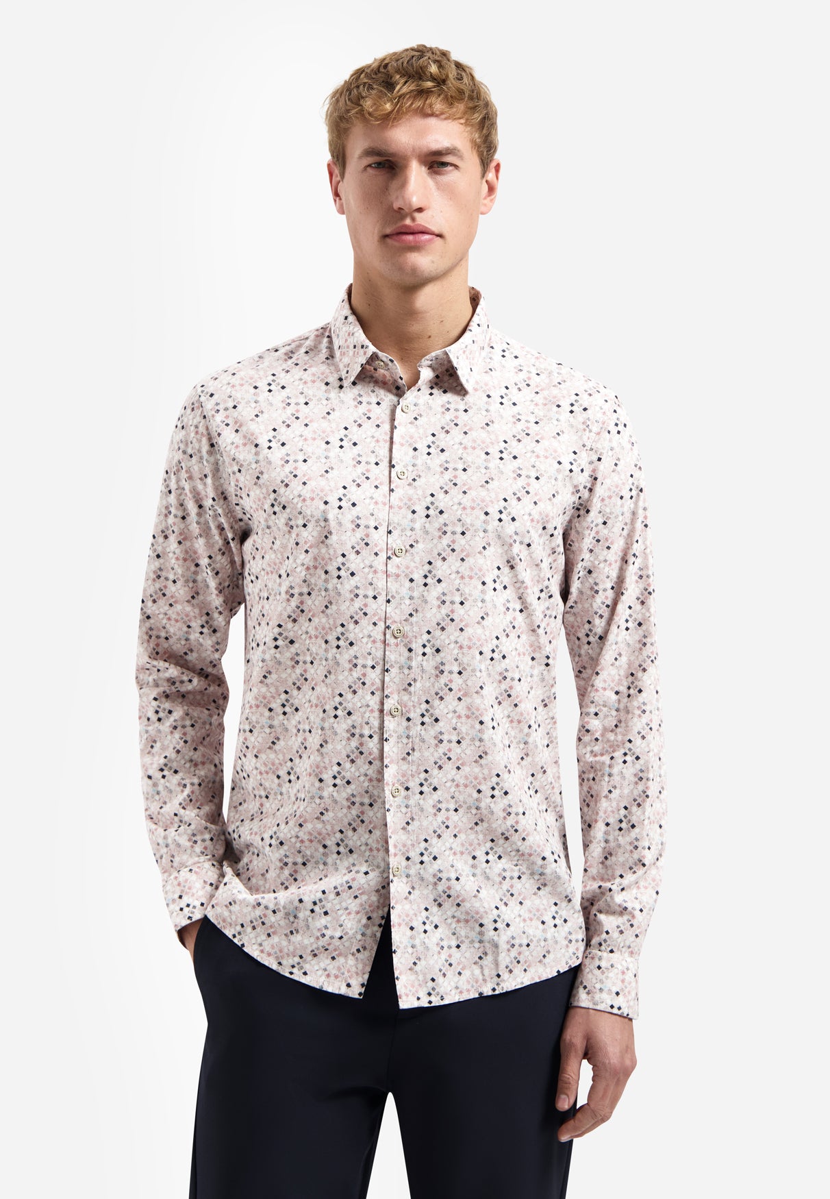 Shirt met microprint | Light Mauve