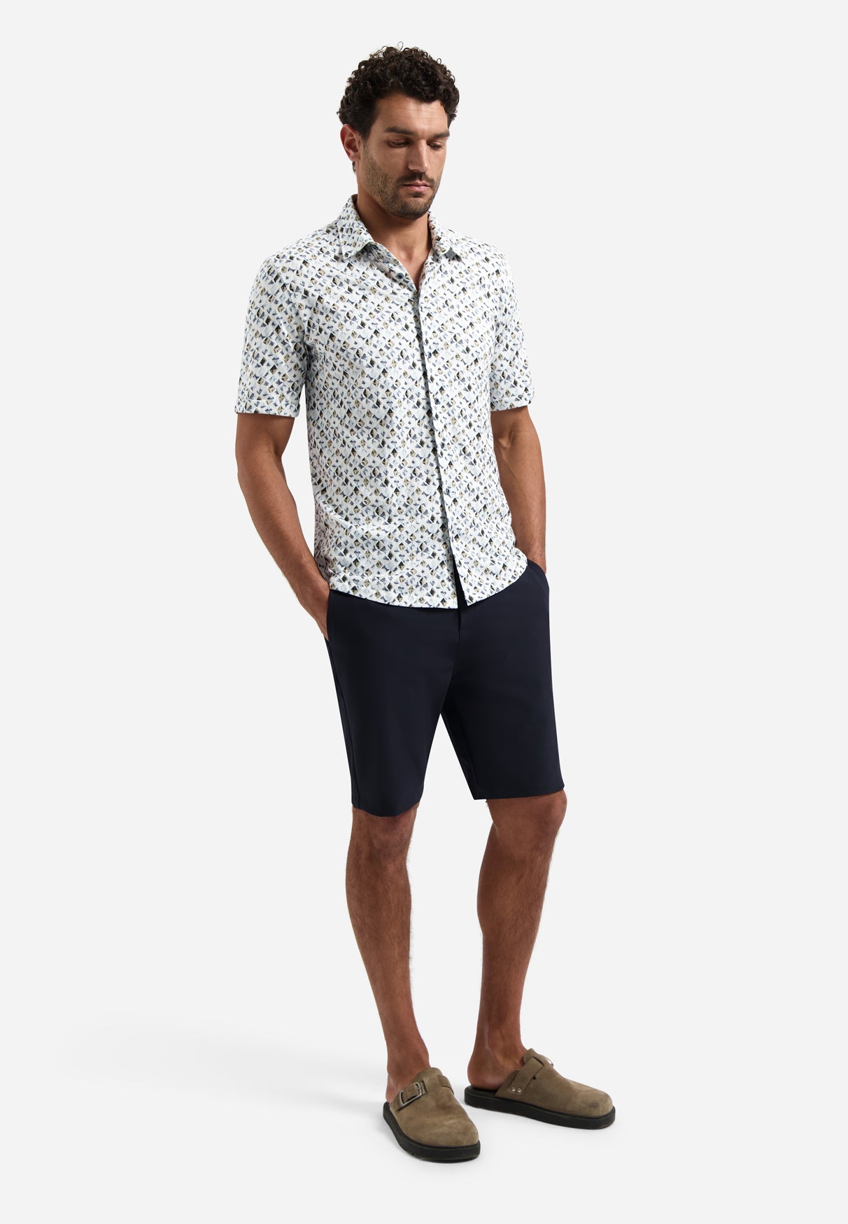 Print overhemd met korte mouw | Blue