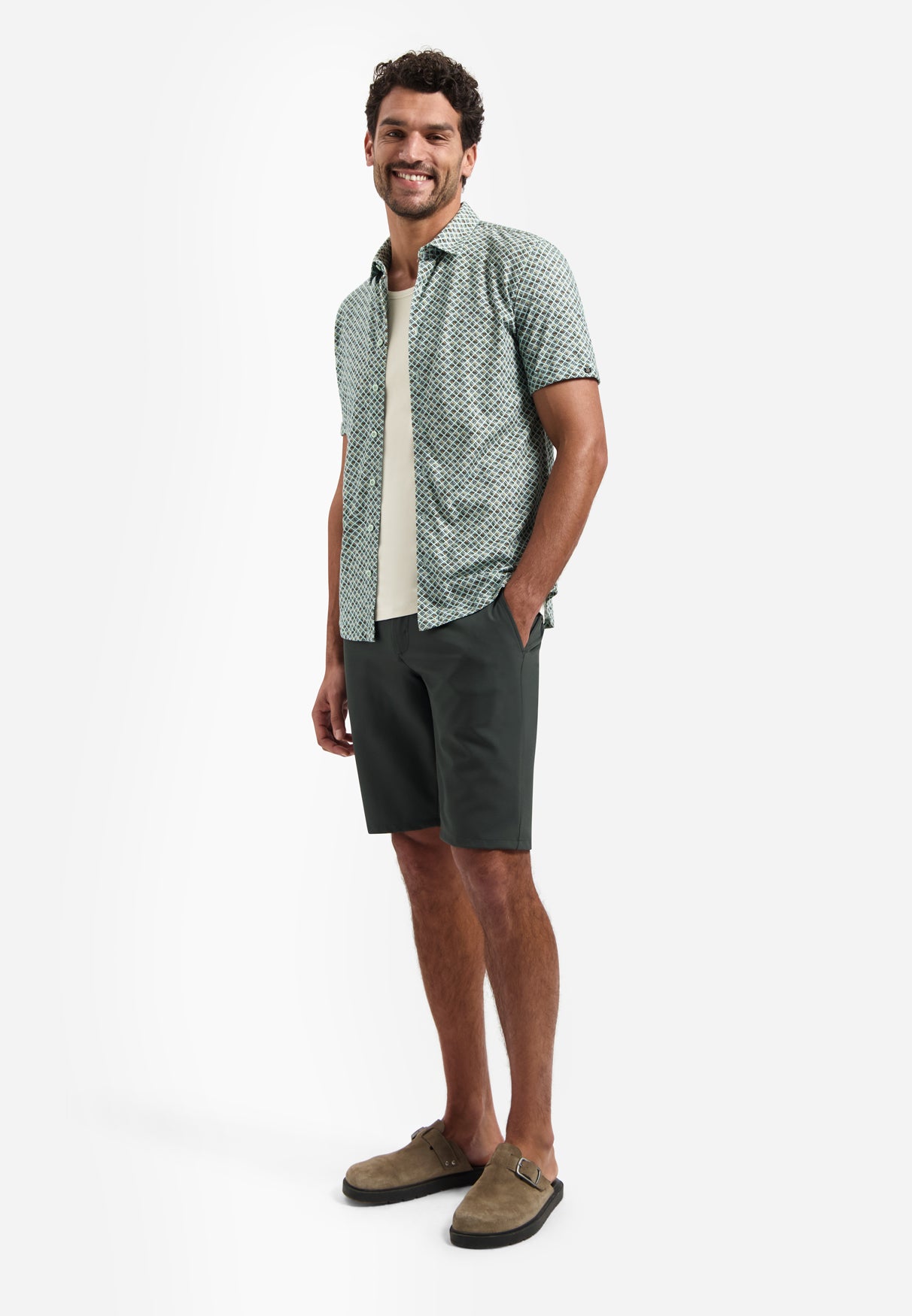 Print overhemd met korte mouw | Green