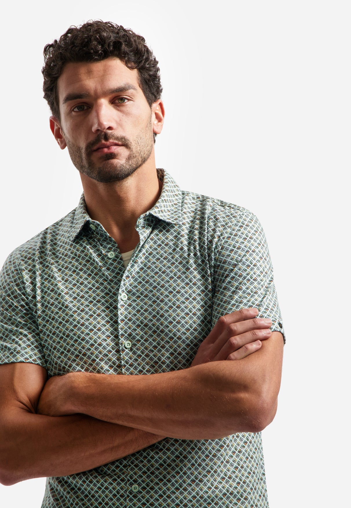 Bedrukt shirt met korte mouwen | Groen