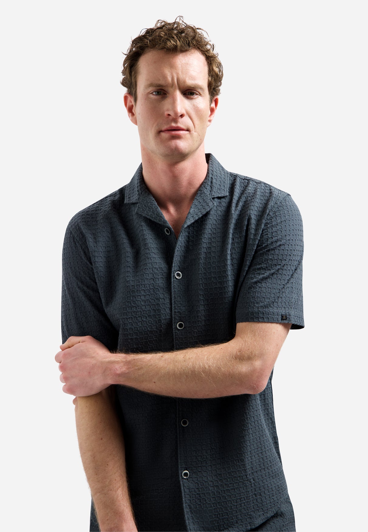 Katoenen shirt met korte mouwen | Dark Steel
