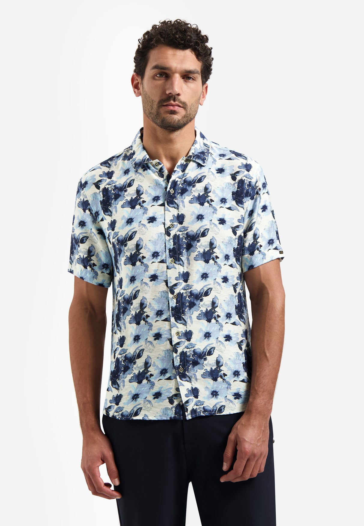 Overhemd met korte mouw en print | Blue