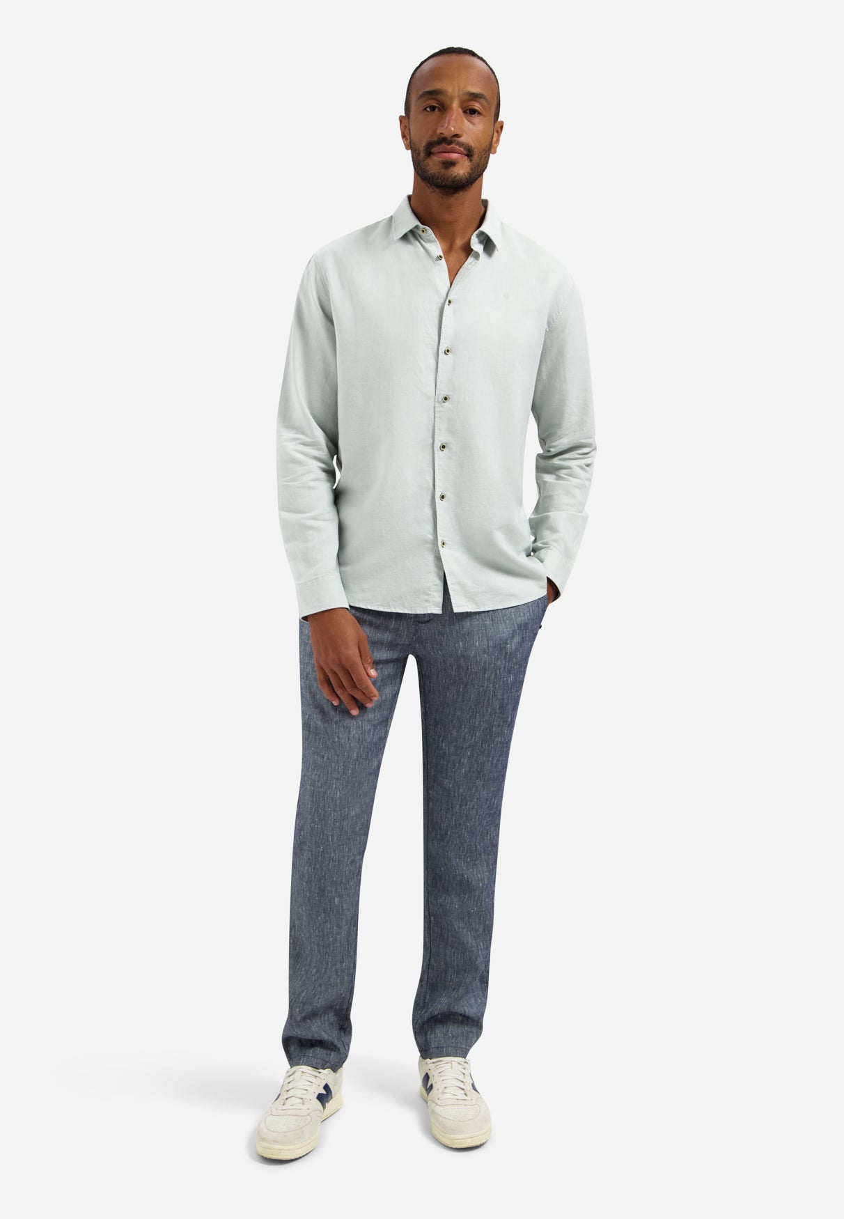 Overhemd van linnenmix | Dusty Green