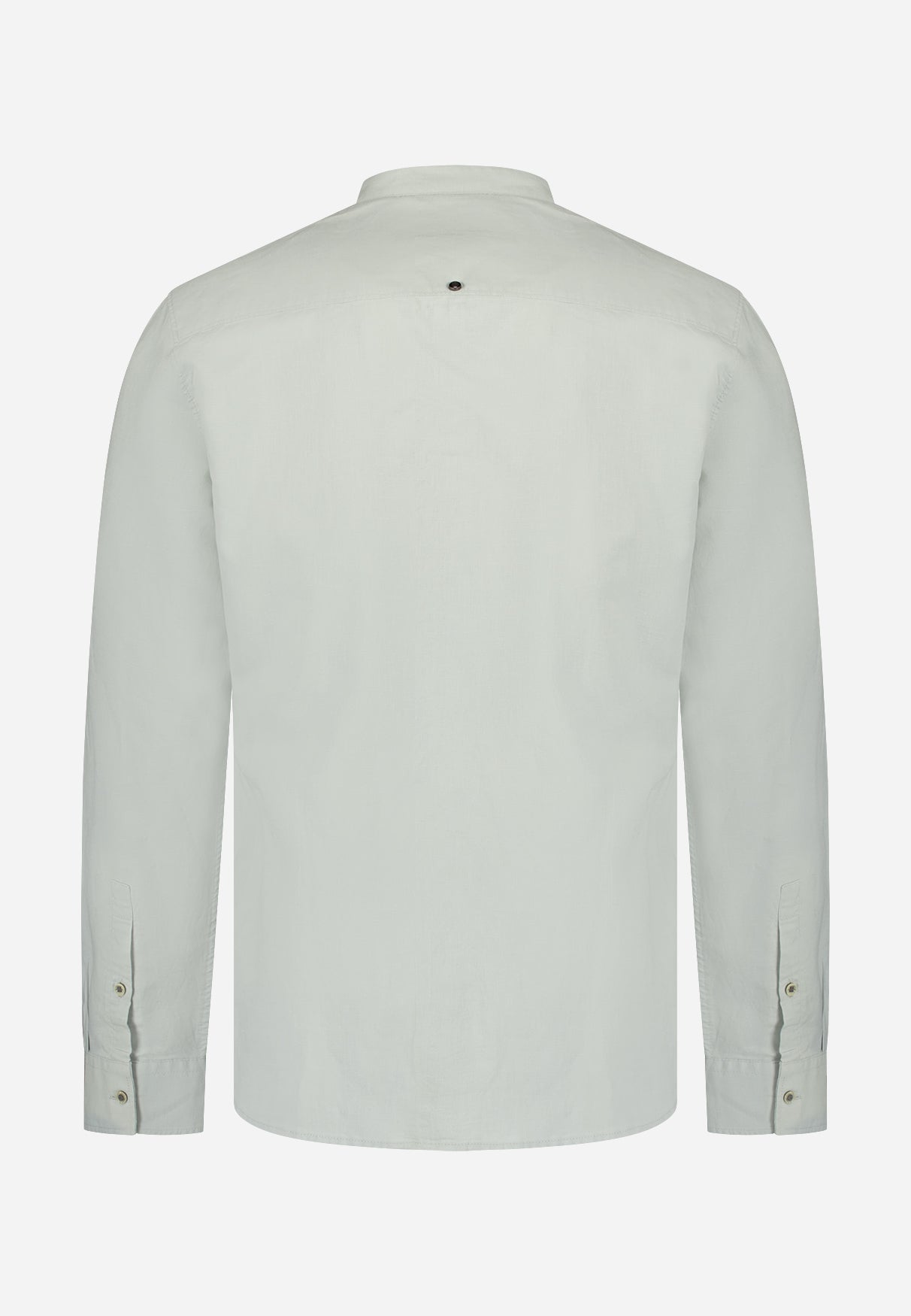 Linnenblend overhemd met staande kraag | Dusty Green