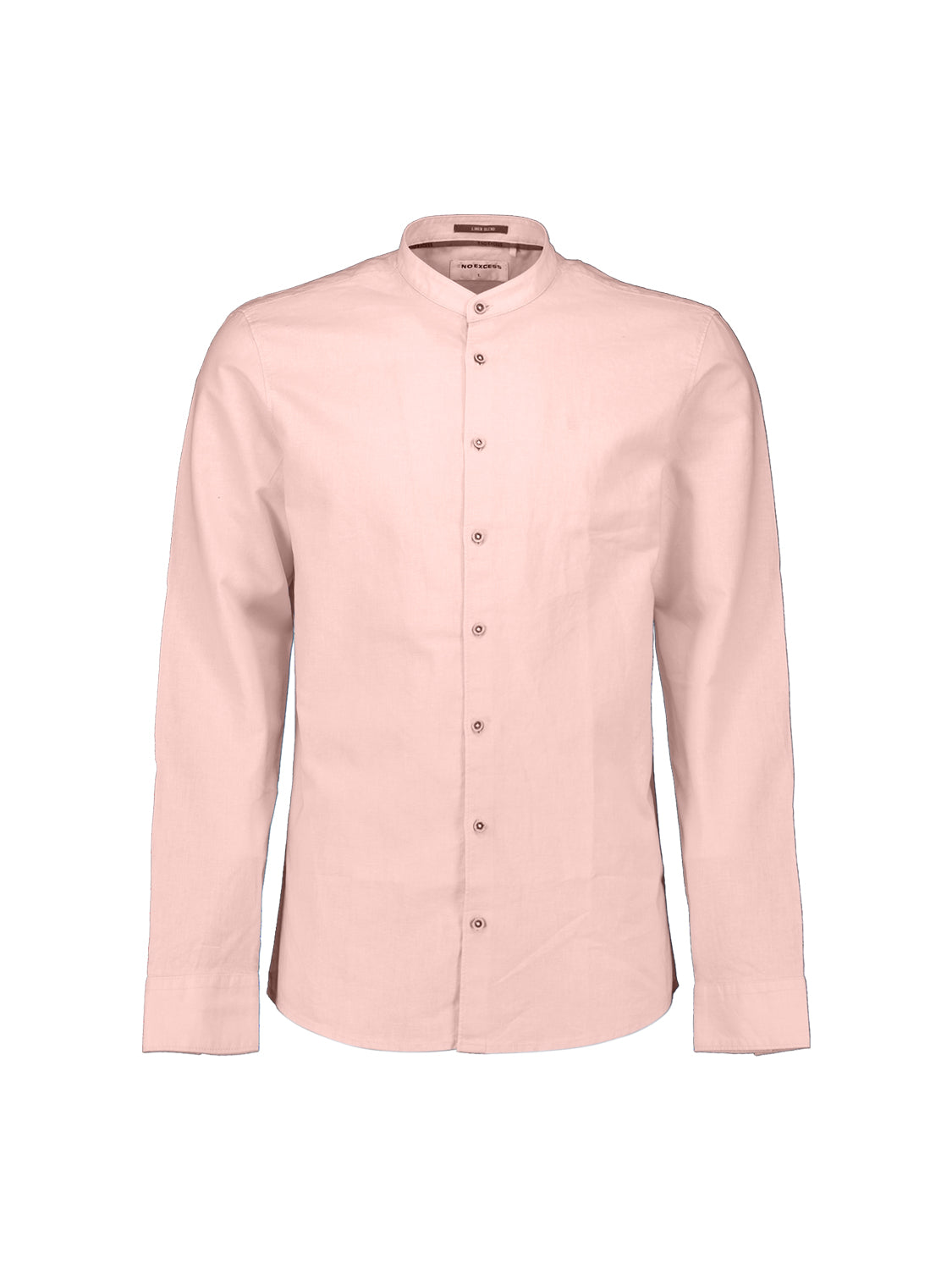 Linnen overhemd met opstaande kraag. | Soft Pink