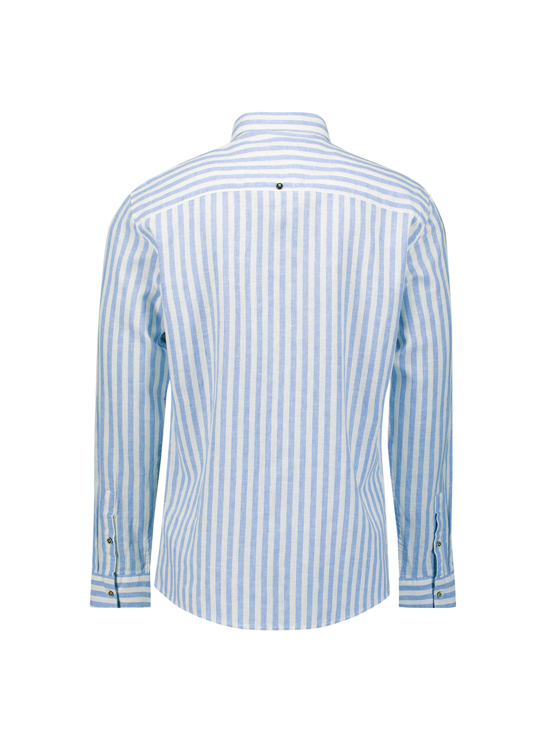 Linnen overhemd met brede strepen Blauw