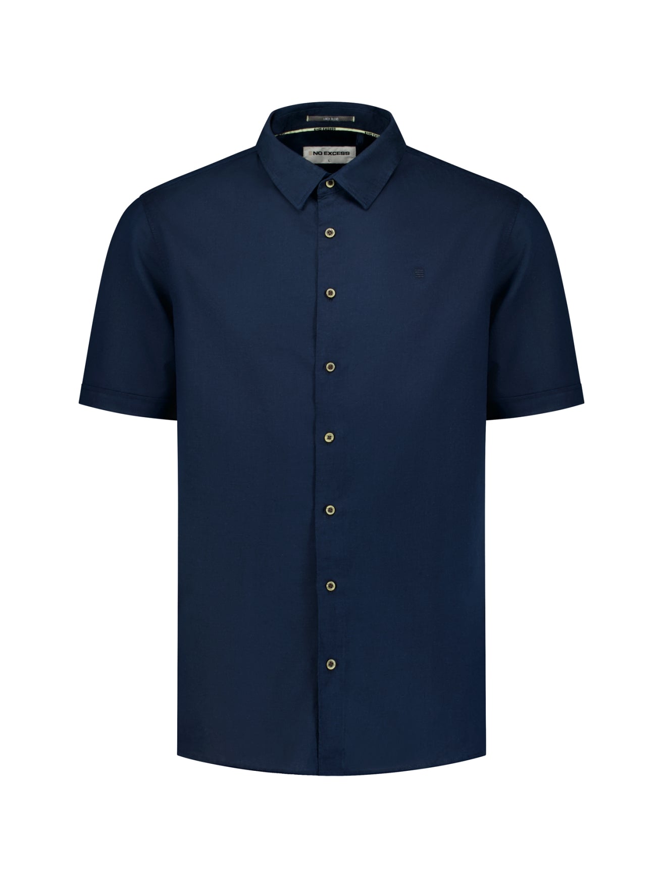 Shirt van linnenmix met korte mouwen | Night