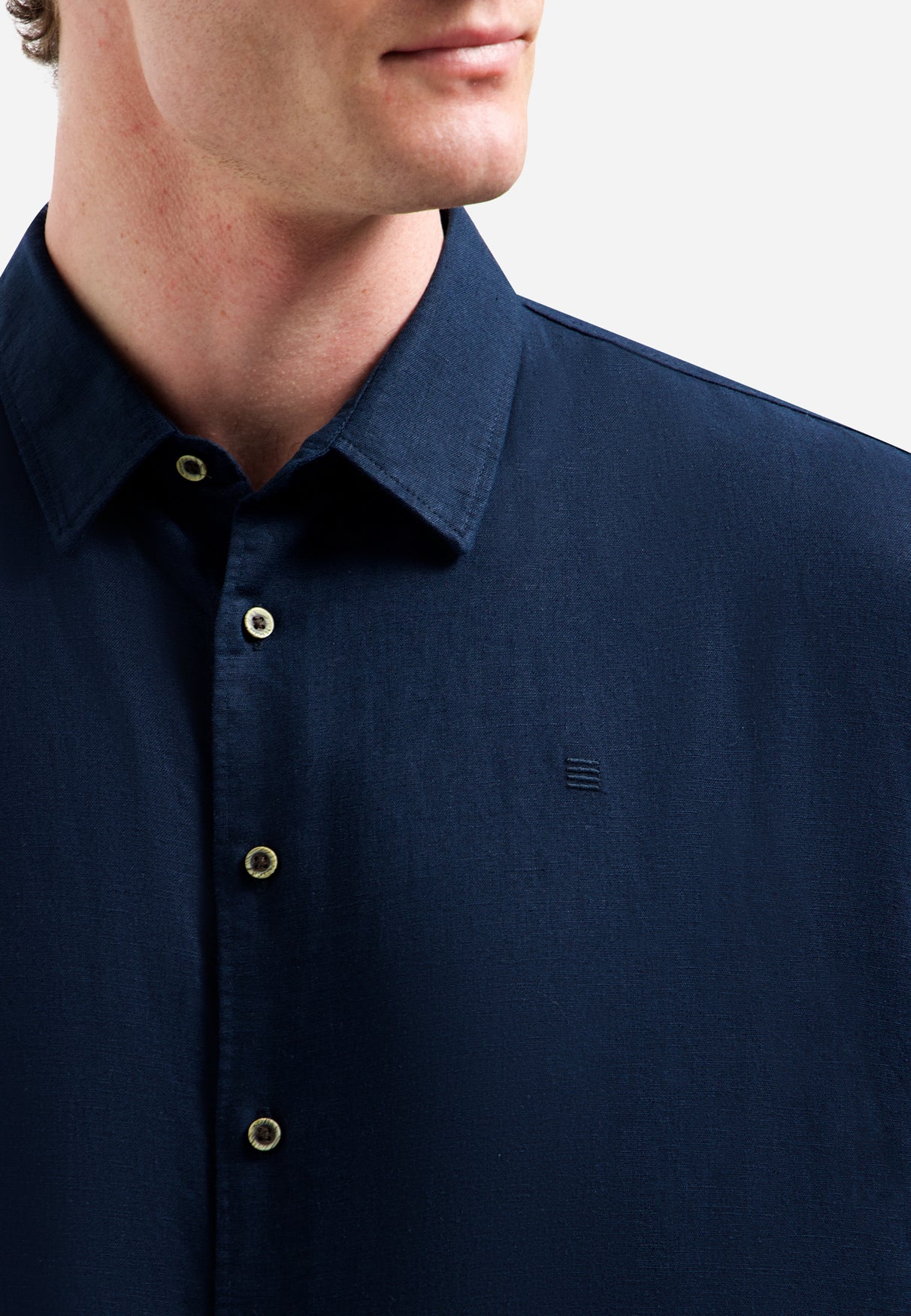 Shirt van linnenmix met korte mouwen | Night