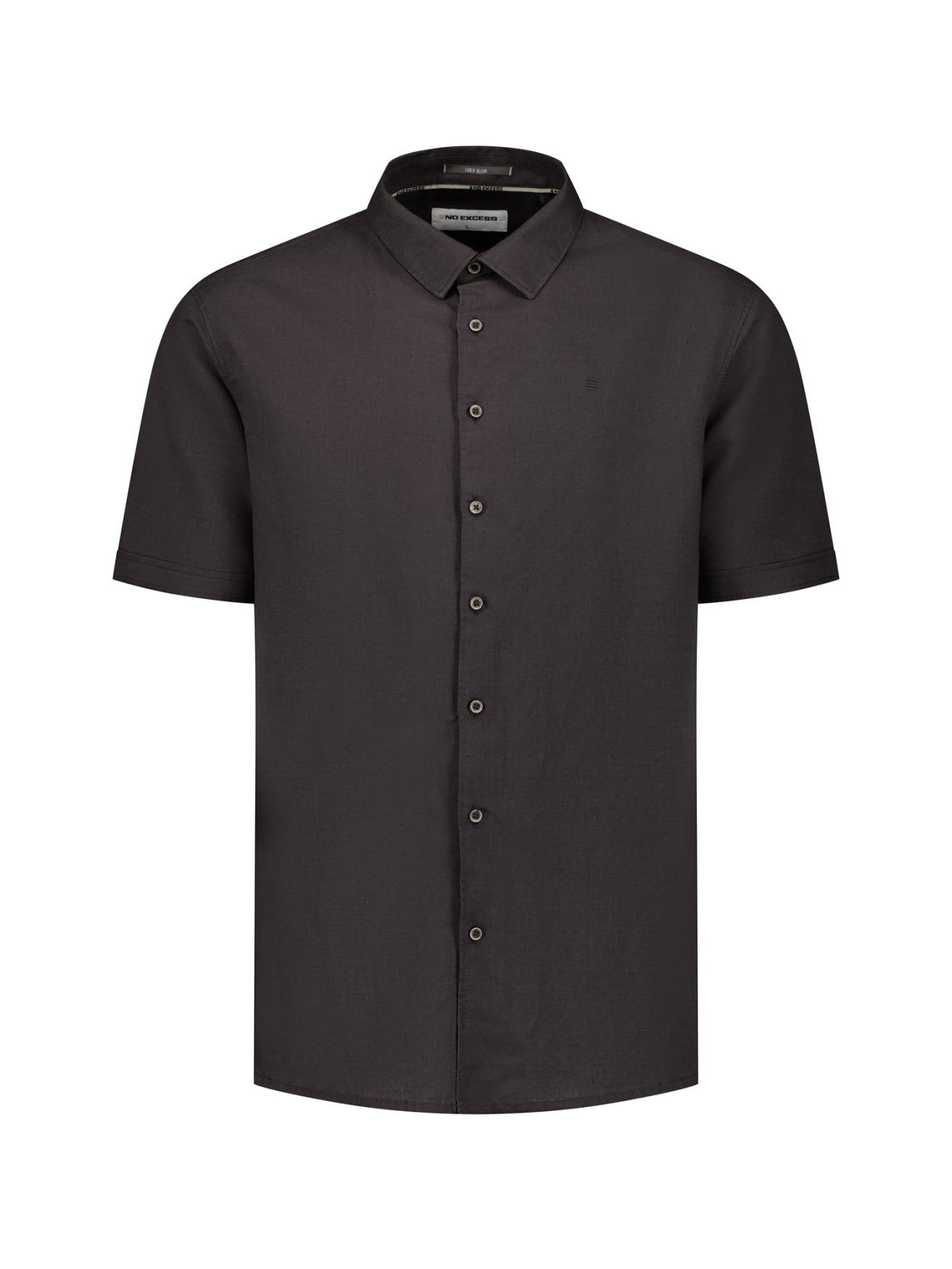 Linnenblend overhemd met korte mouw | Dark Steel