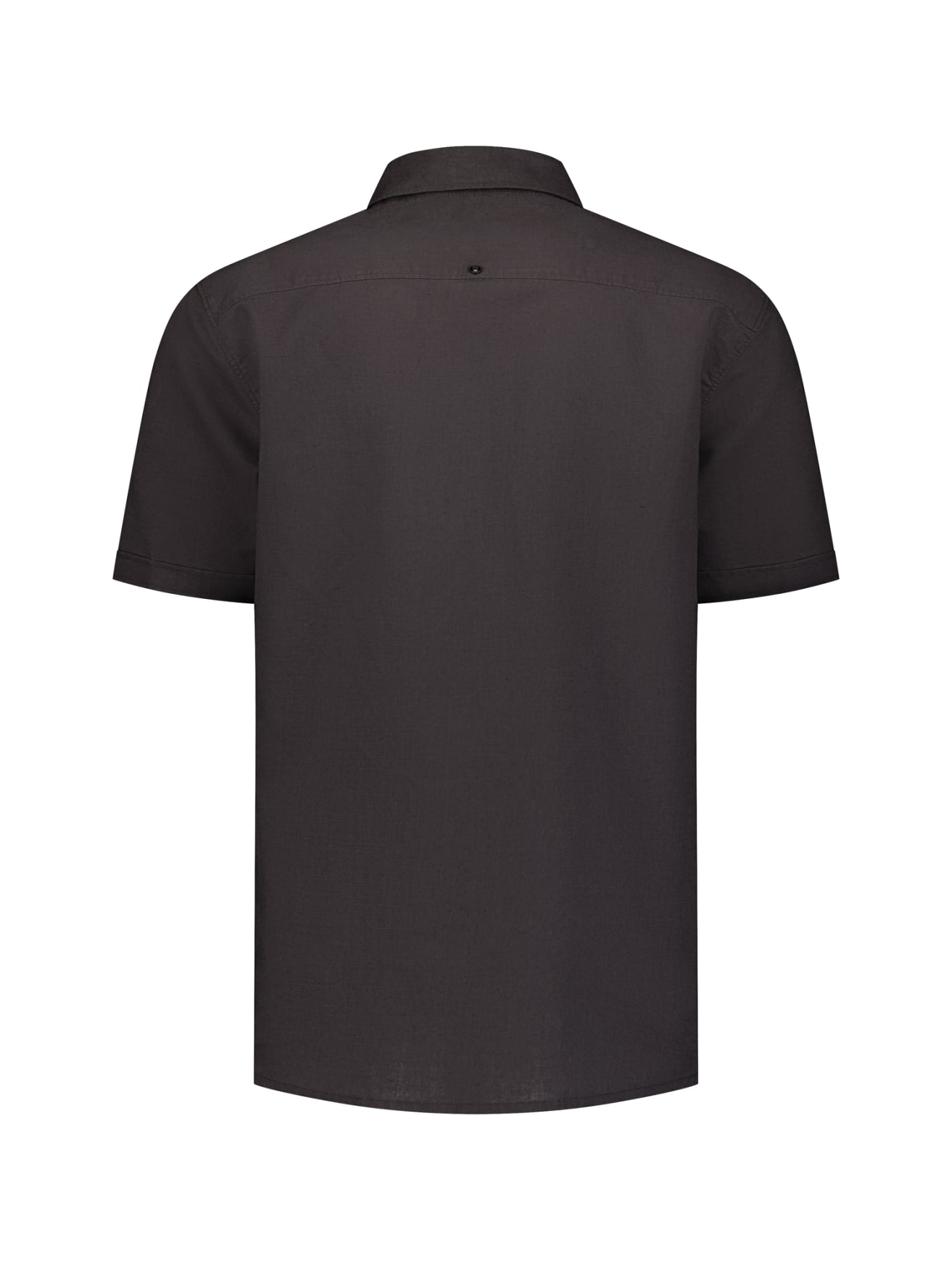 Linnenblend overhemd met korte mouw | Dark Steel