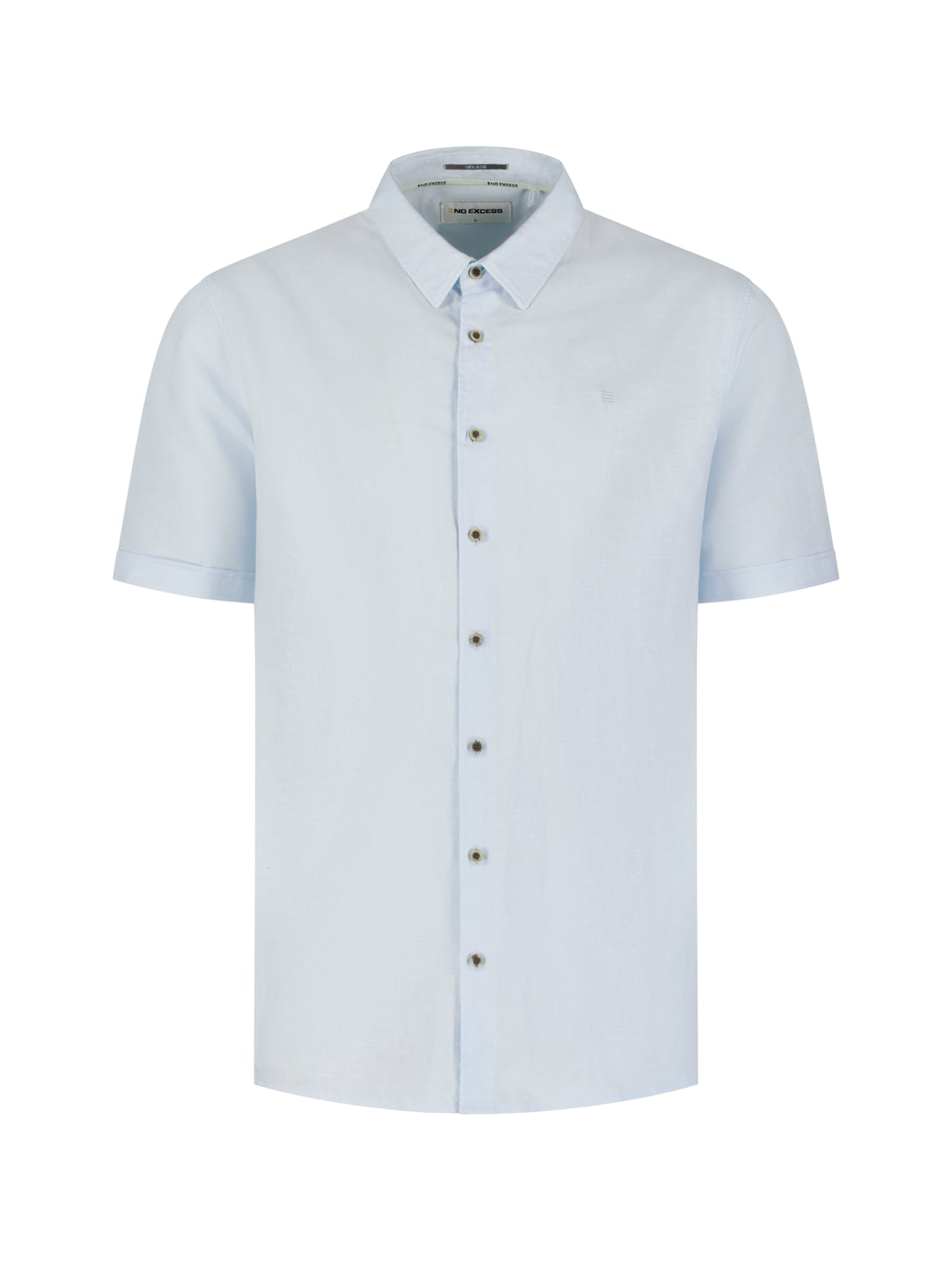 Shirt van linnenmix met korte mouwen | Sky