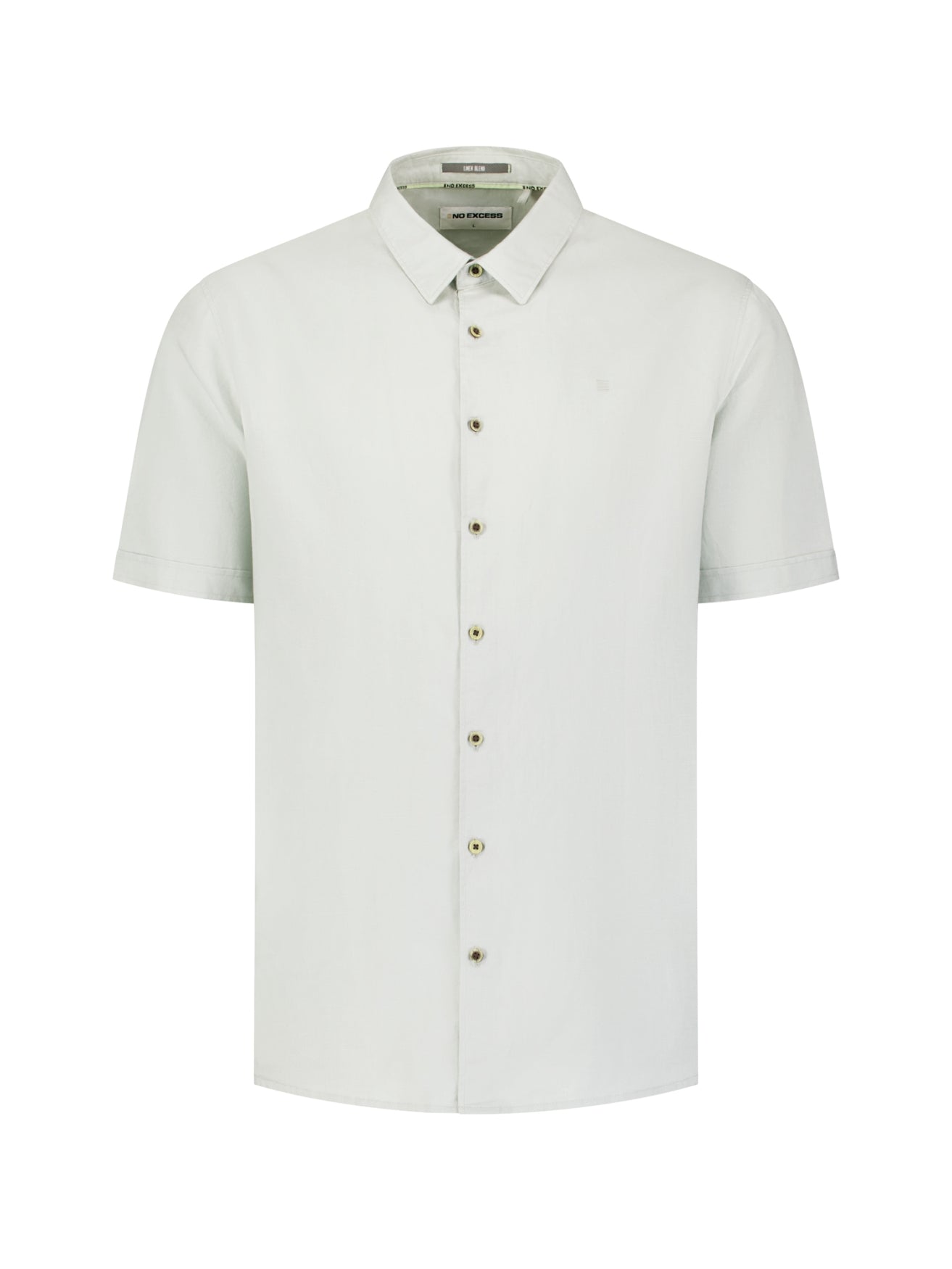 Shirt van linnenmix met korte mouwen | Dusty Green