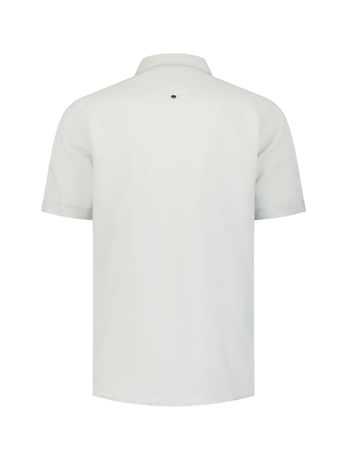 Shirt van linnenmix met korte mouwen | Dusty Green