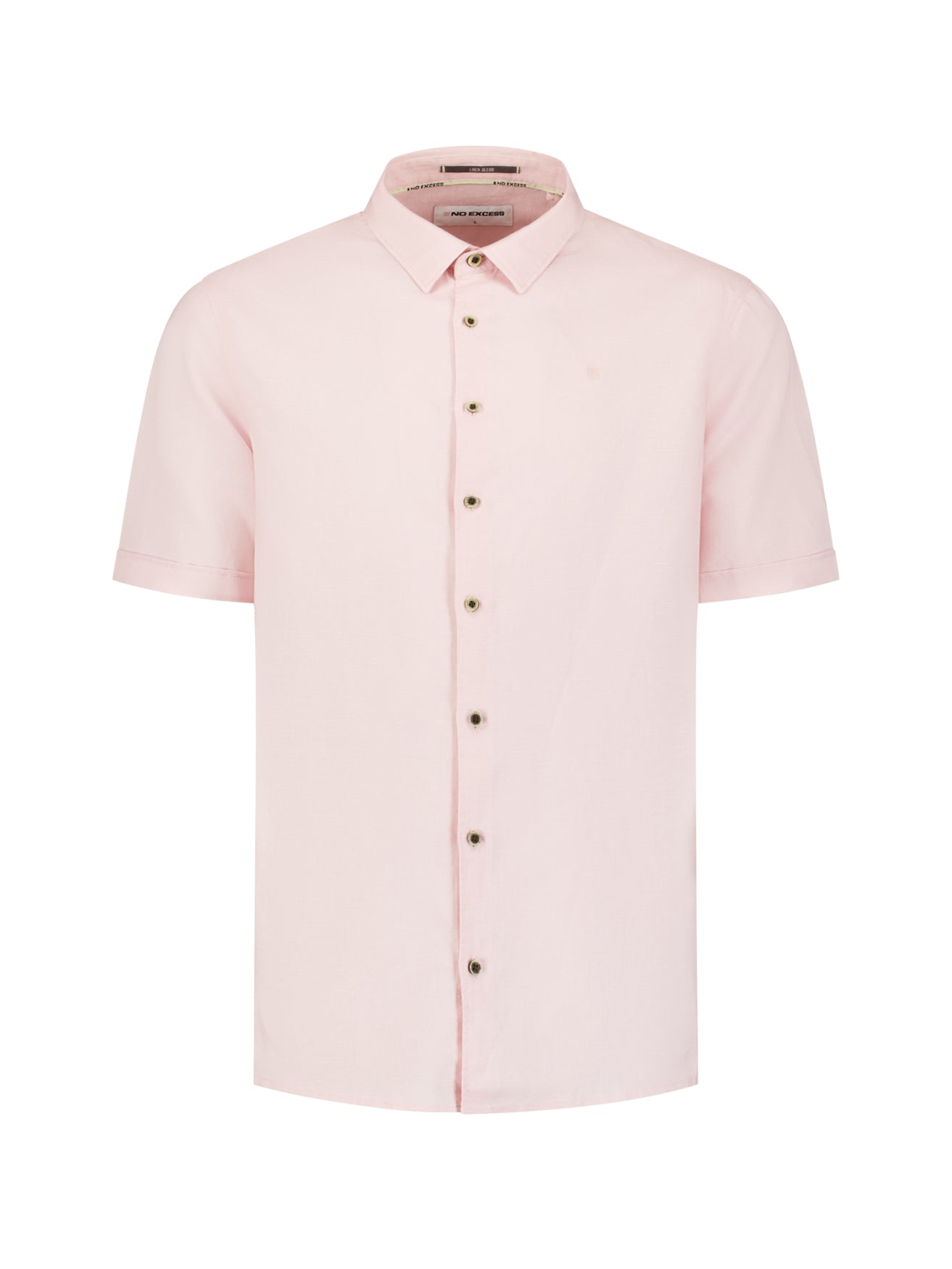 Shirt van linnenmix met korte mouwen | Soft Pink