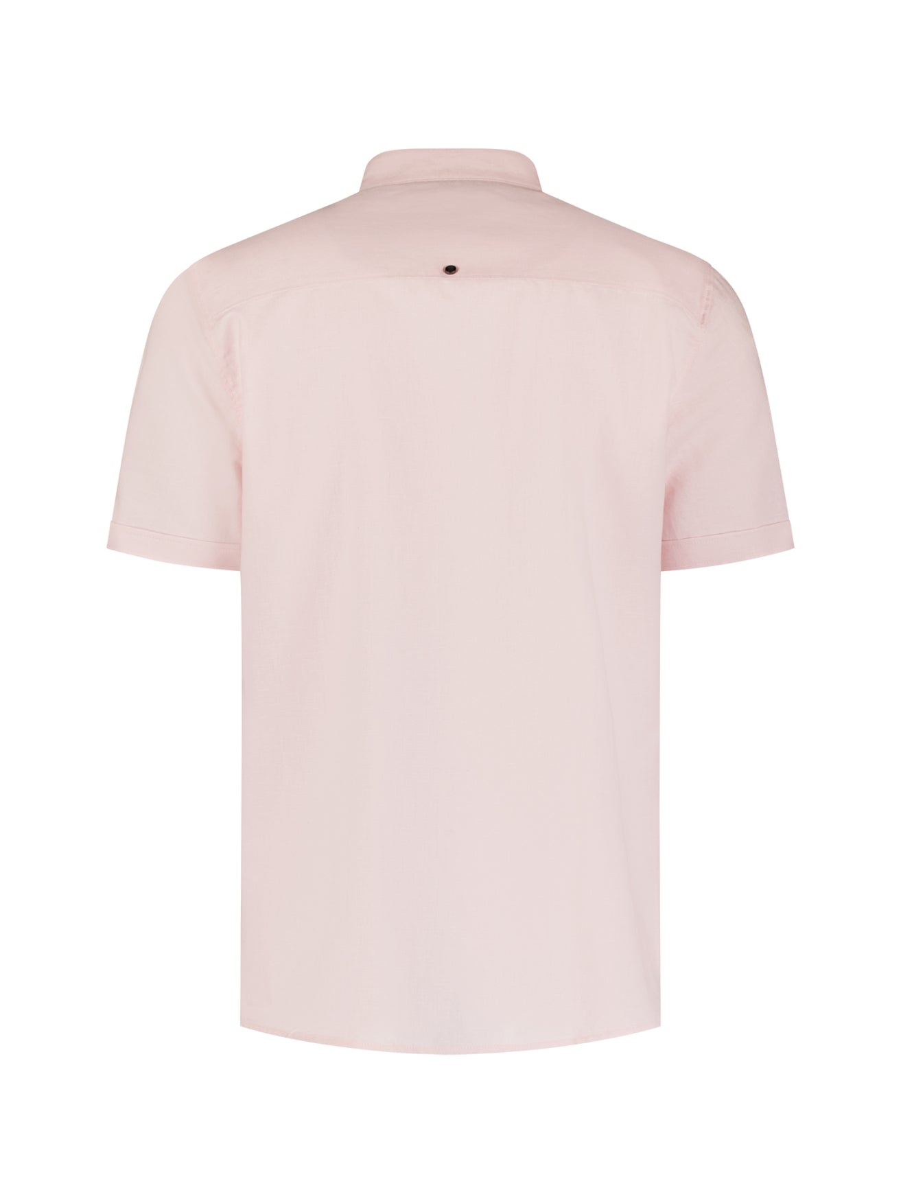 Linnenblend overhemd met korte mouw en staande kraag | Soft Pink