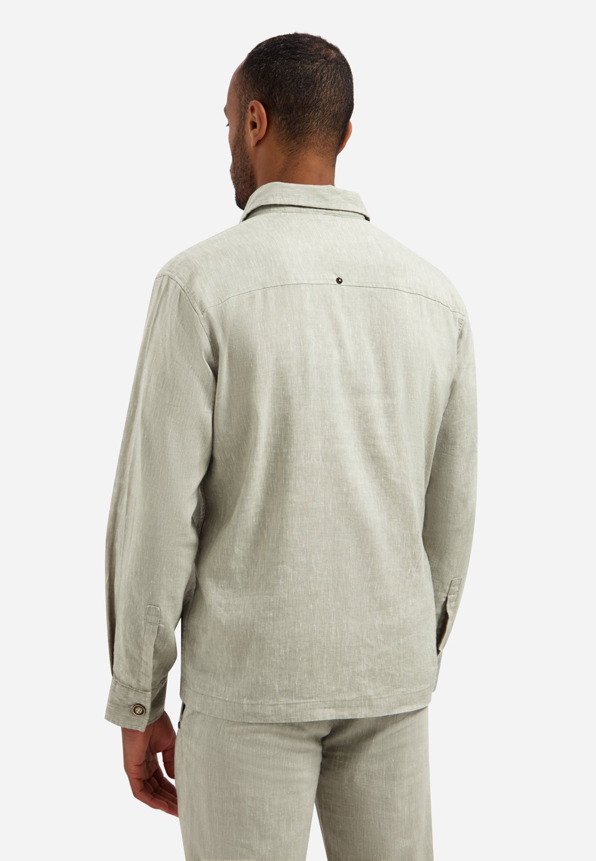 Tweekleurig linnen overshirt | Taupe