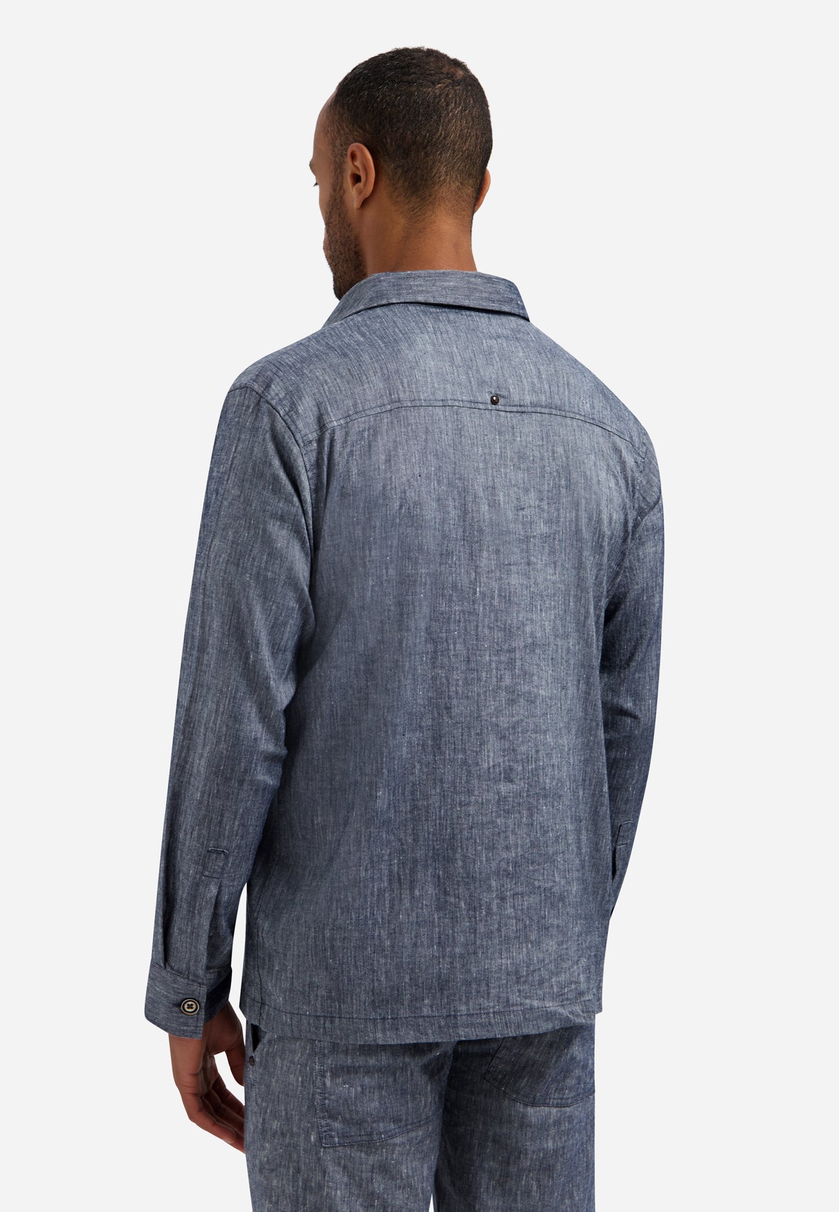 Tweekleurig linnen overshirt | Night