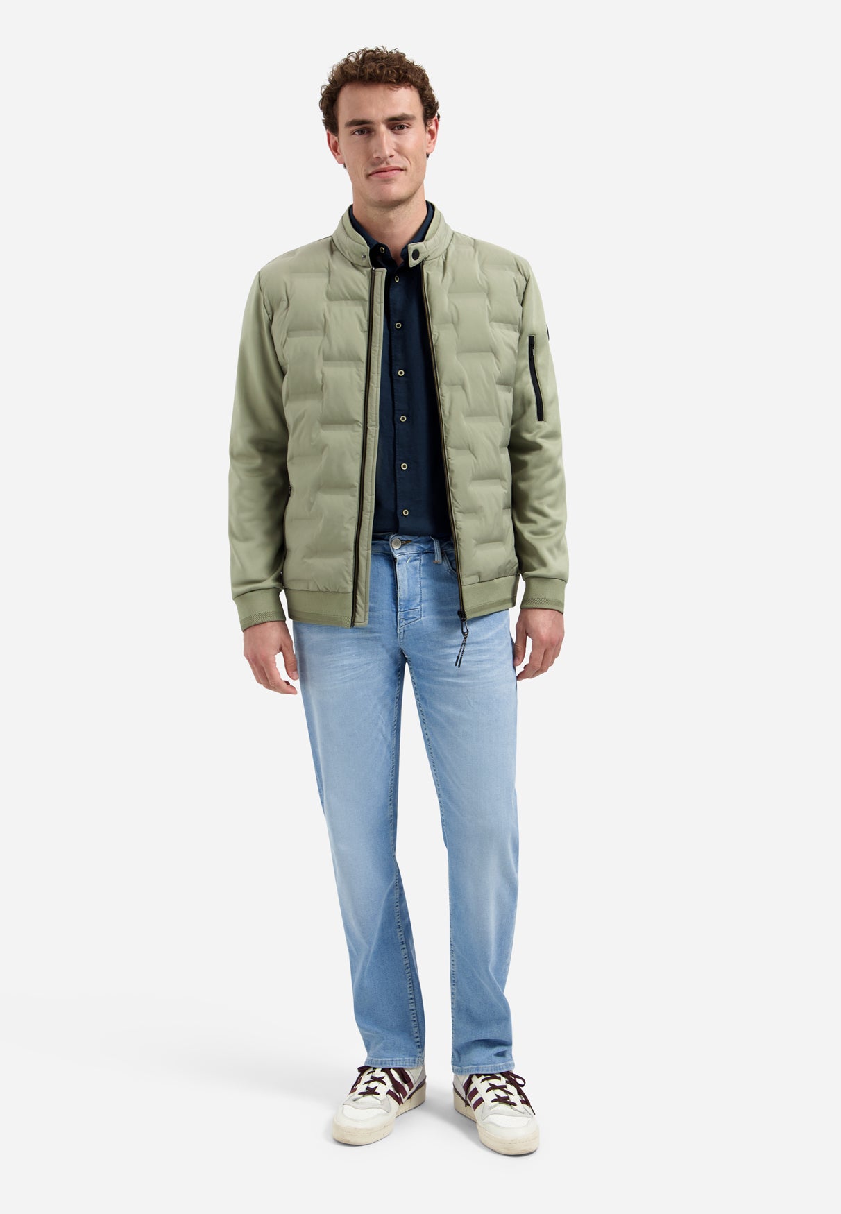 Kort padded jack met knit details | Light Army