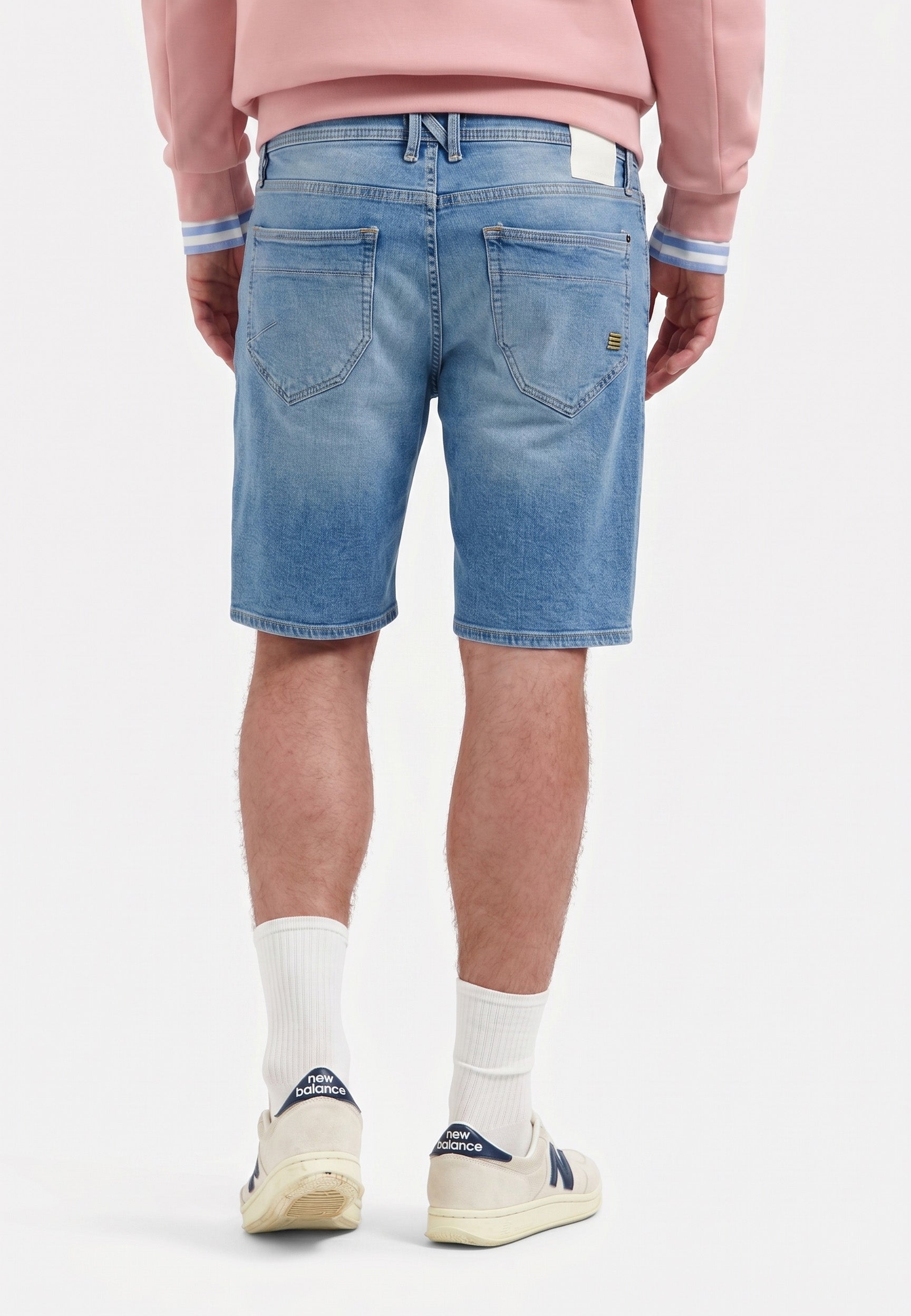 Relaxed denim short | Bleach Denim