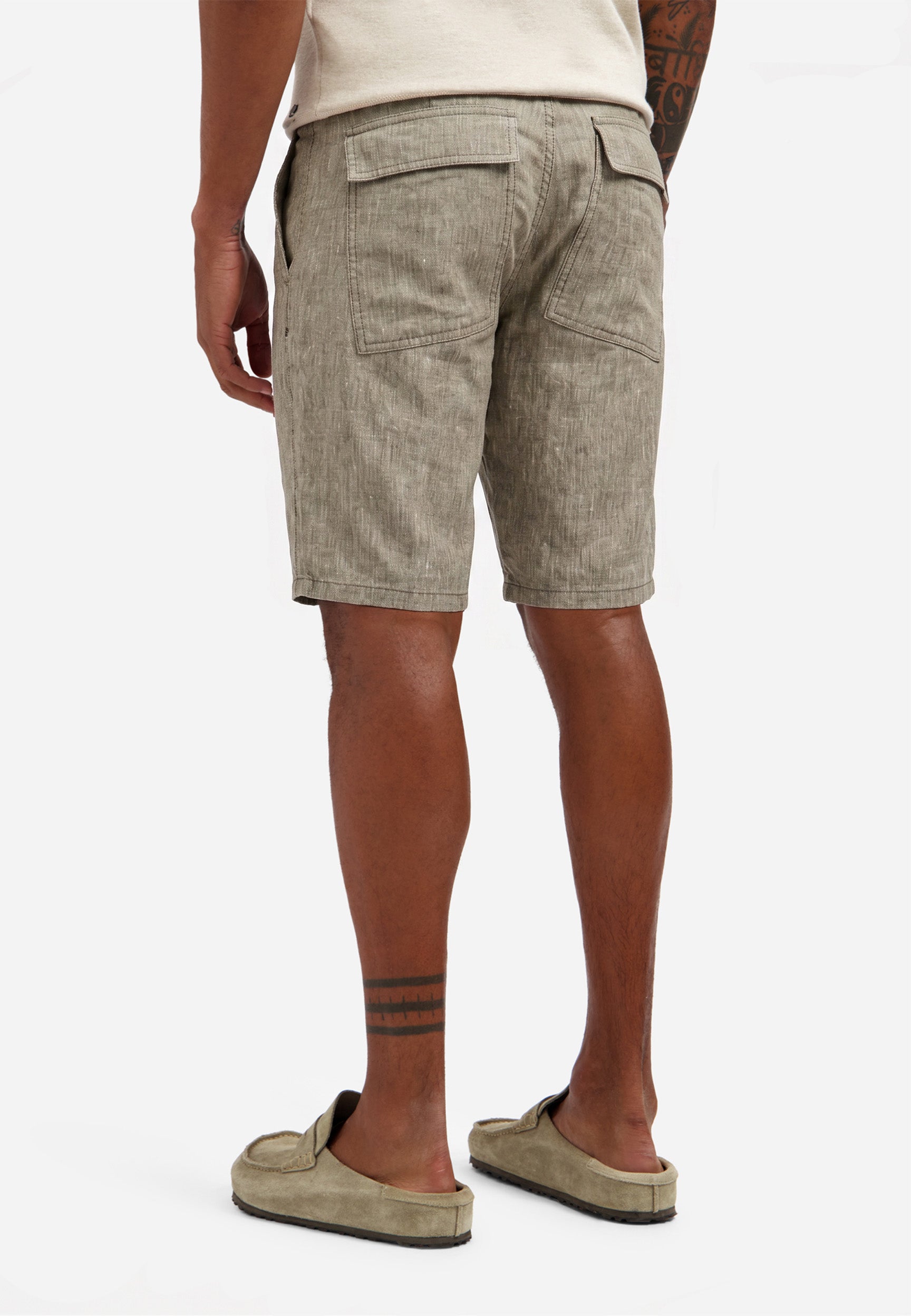 Linnen blend chino short | Taupe