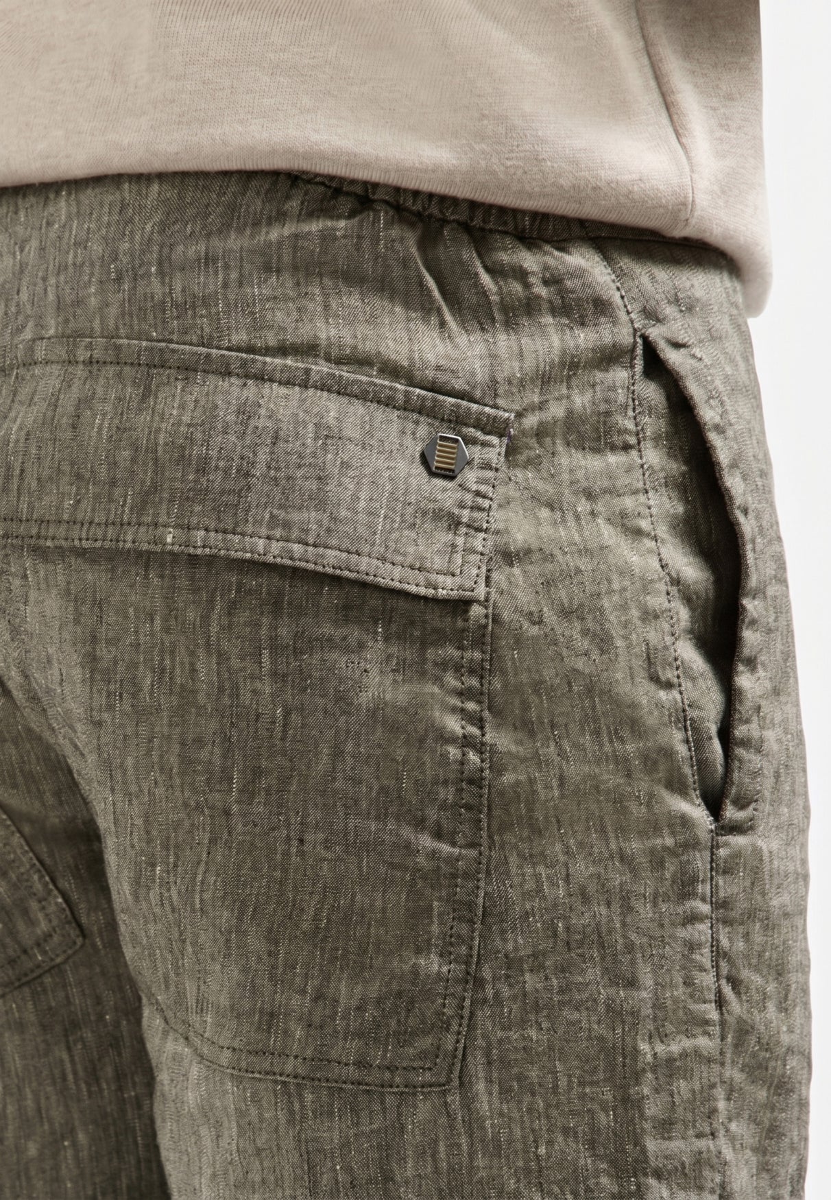 Linnen blend chino short | Taupe