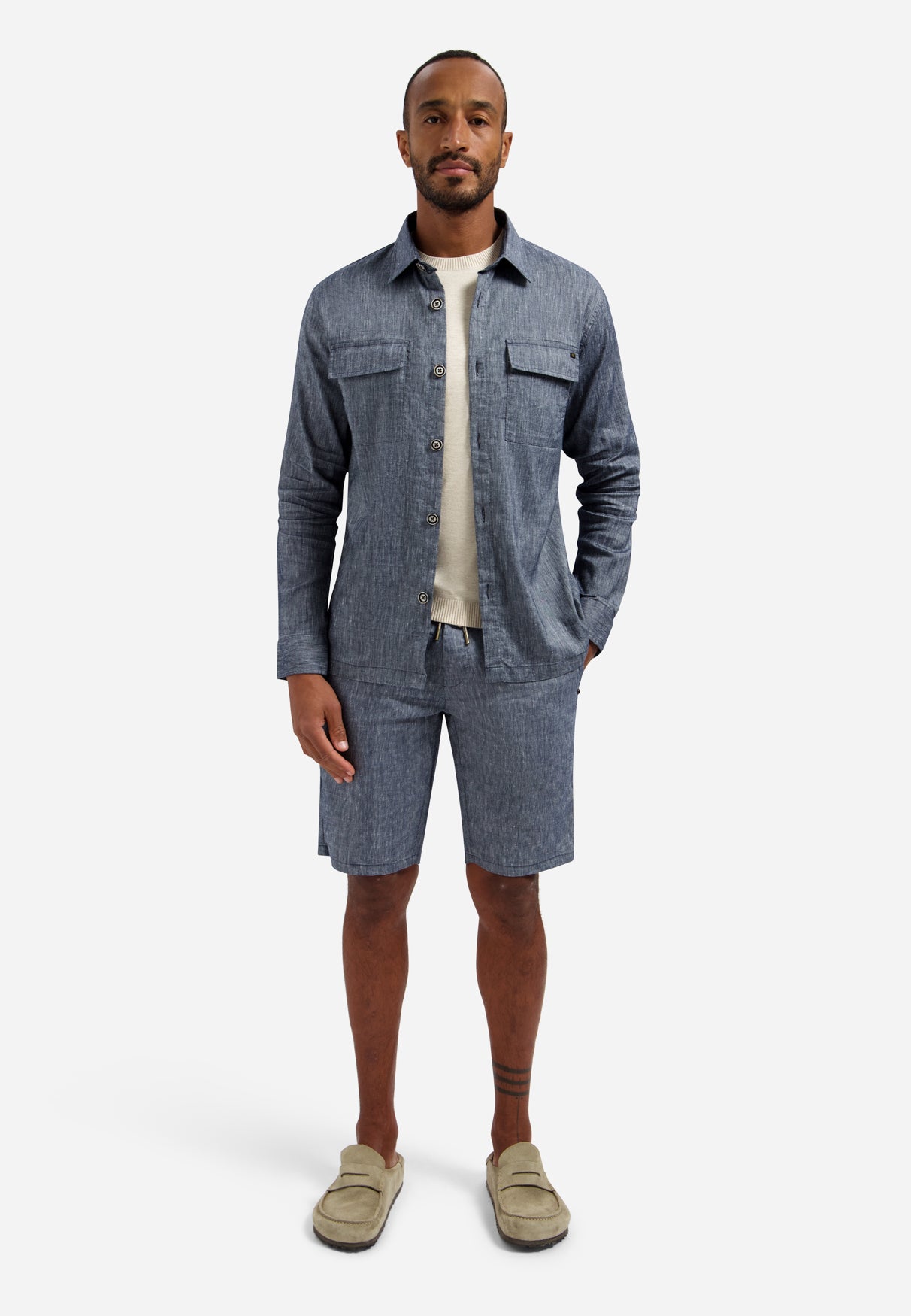 Linnen blend chino short | Night