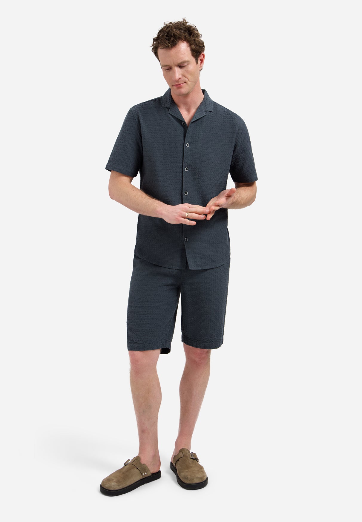 Jacquard chino short | Dark Steel
