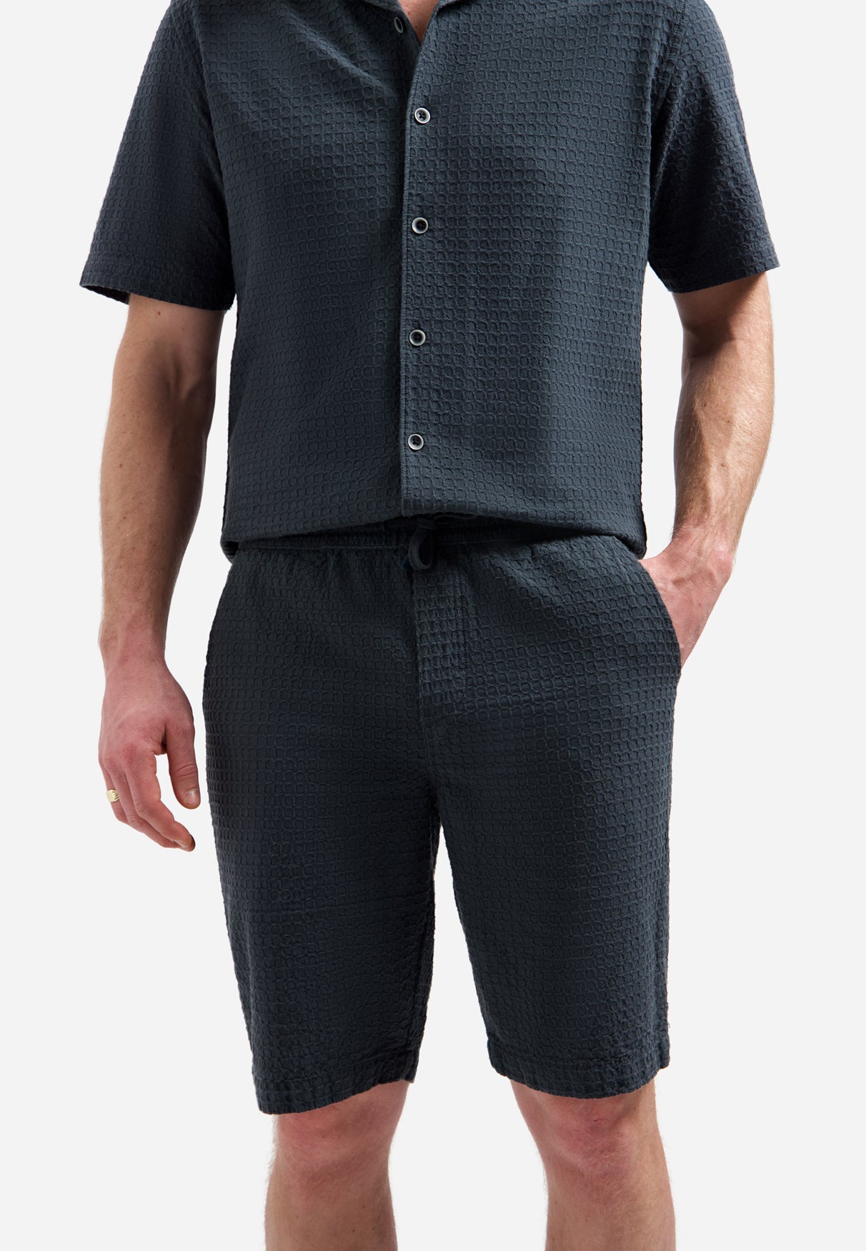 Jacquard chino short | Dark Steel