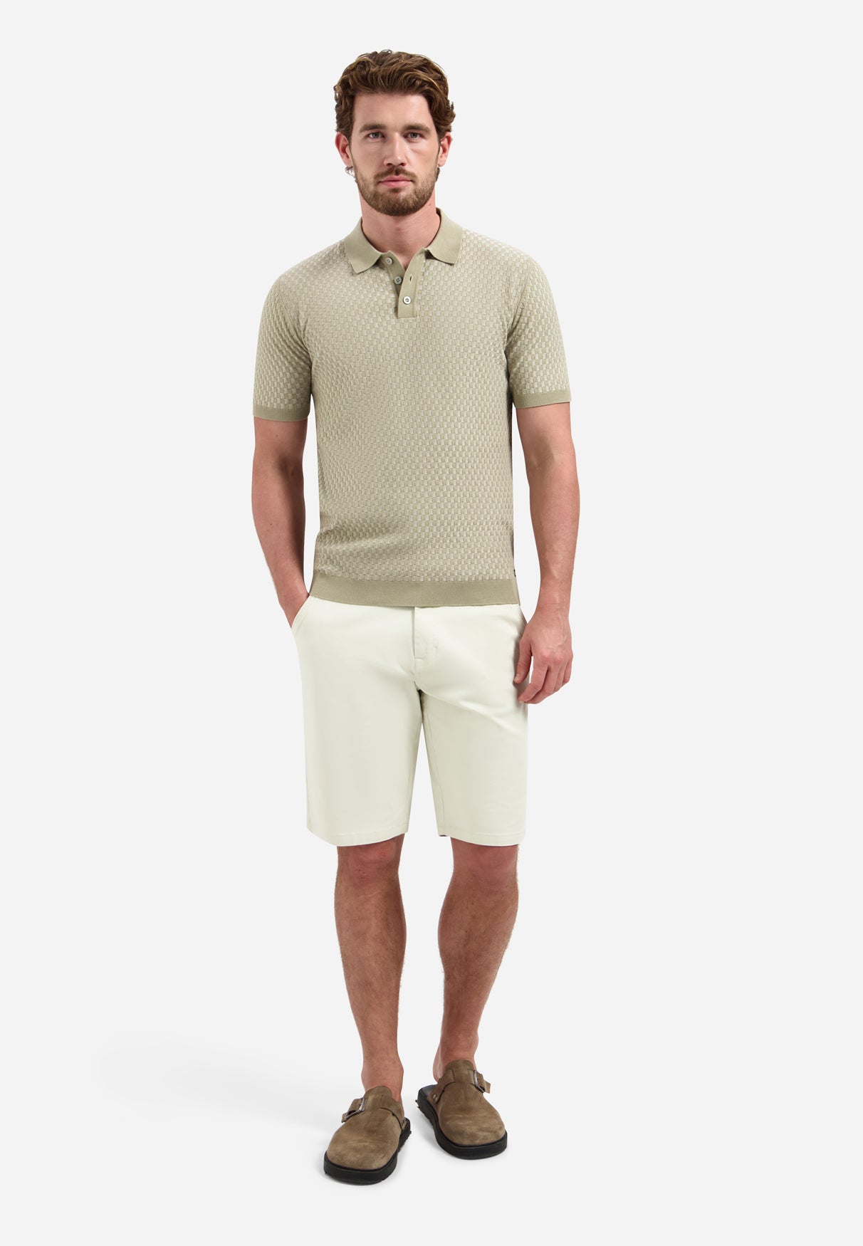 Polo met korte mouwen en knopen | Taupe