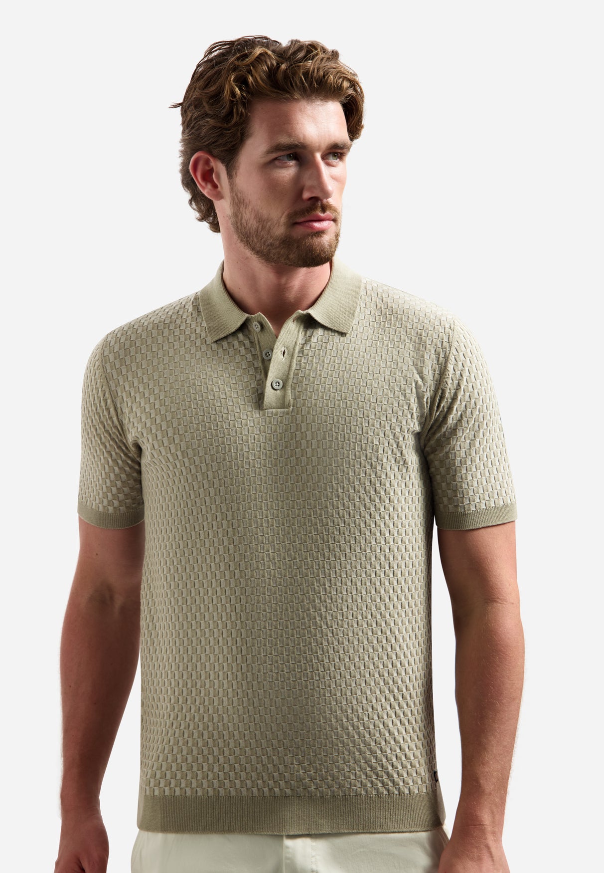 Polo met korte mouwen en knopen | Taupe